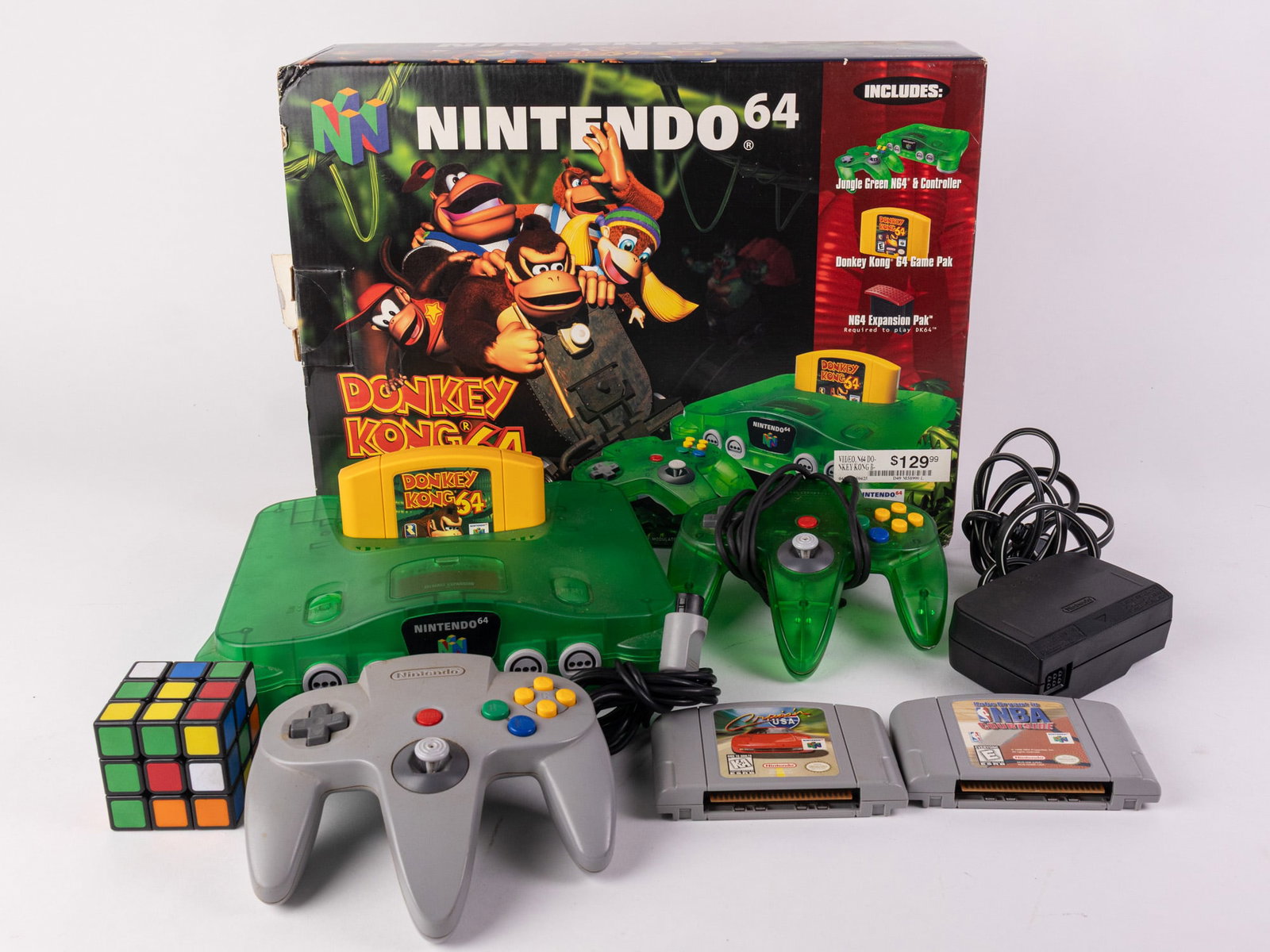 Nintendo 64 Donkey Kong 64 Jungle Green Console Set with Box & Games - 2