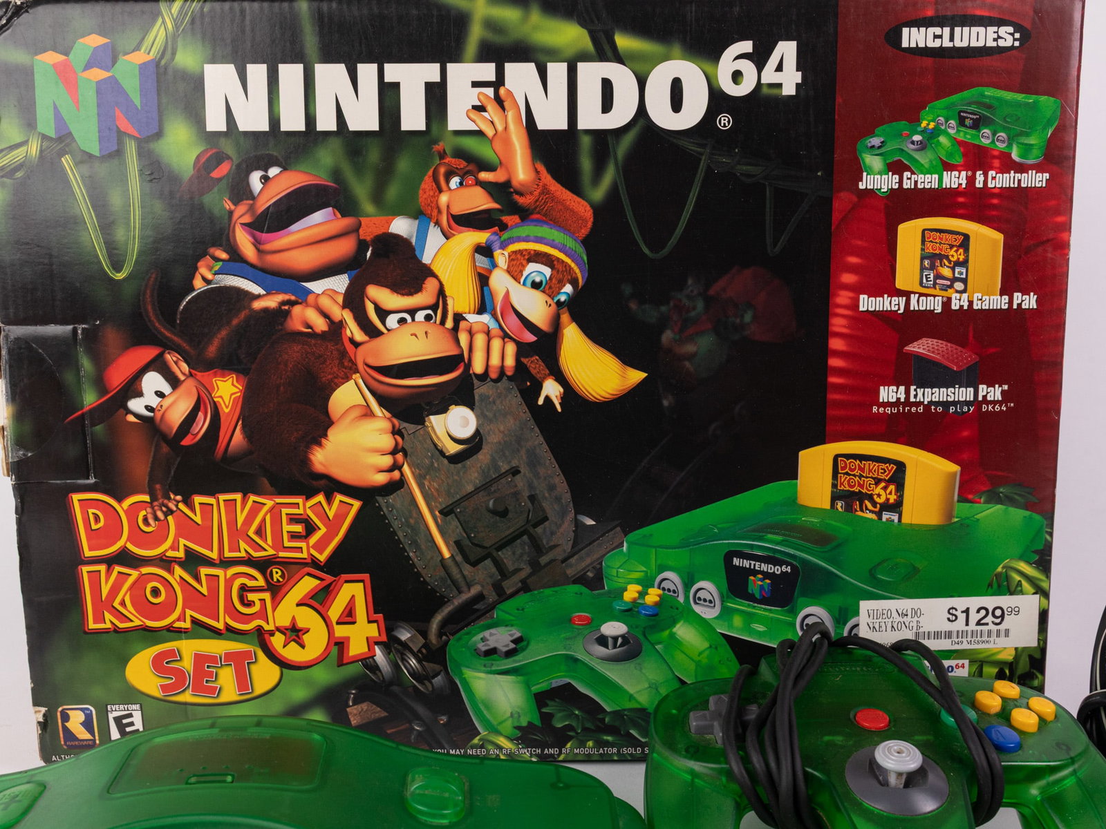 Nintendo 64 Donkey Kong 64 Jungle Green Console Set with Box & Games - 7