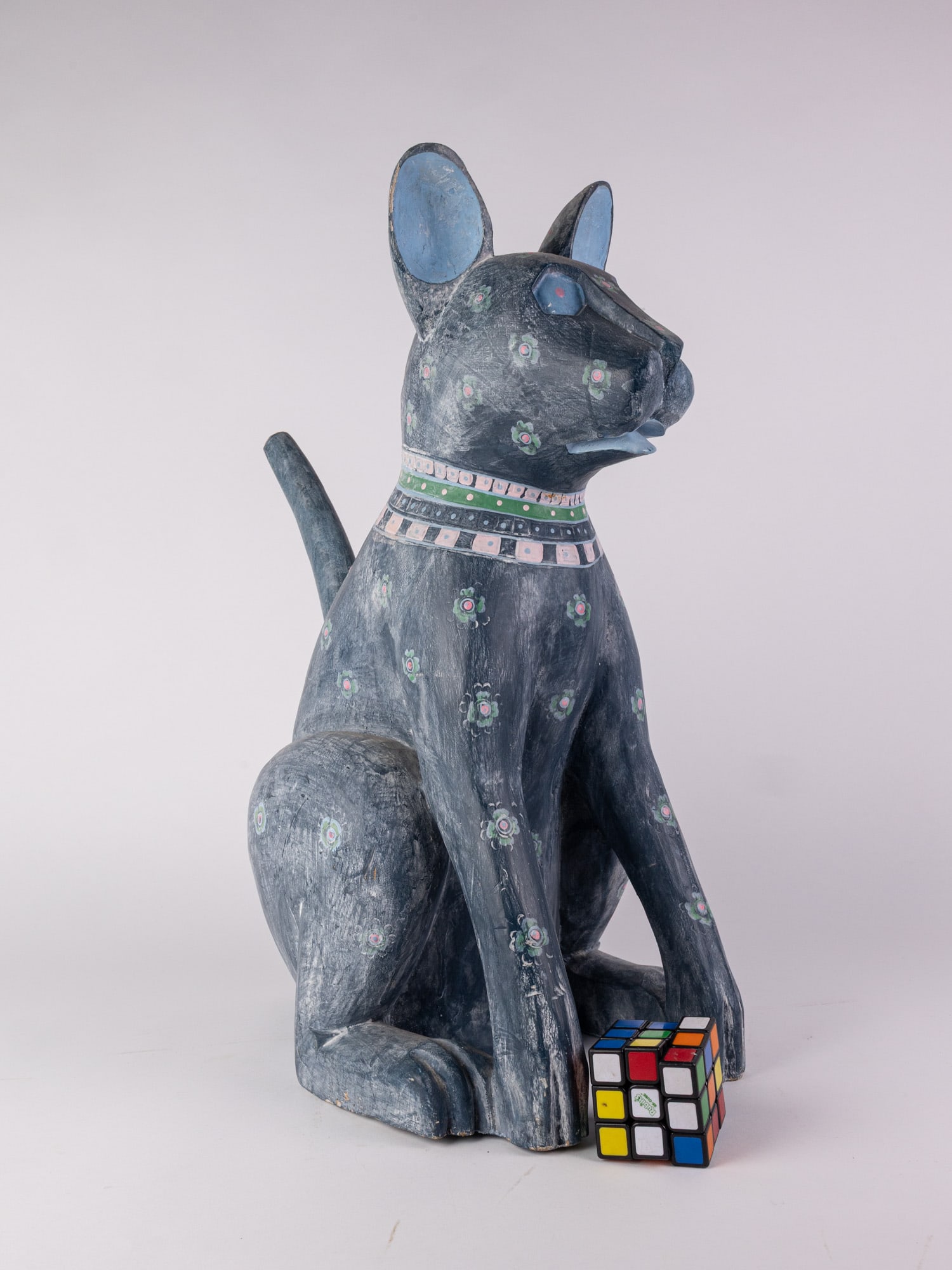 September Woods Don Freedman Attr. Folk Art Wooden Dog Sculpture - 2