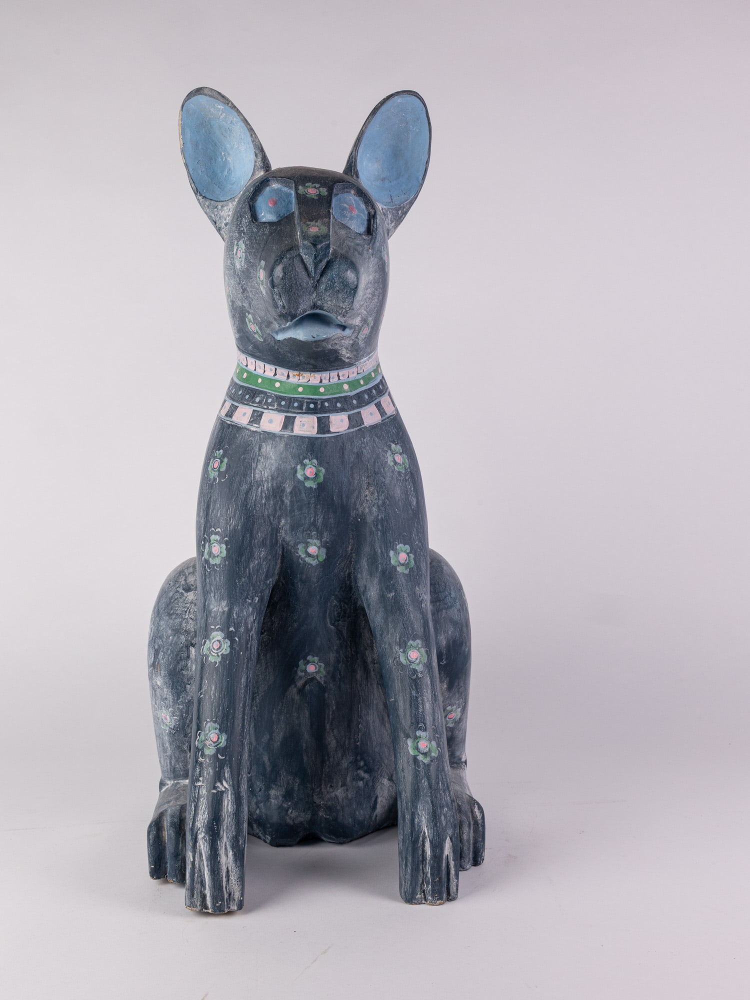 September Woods Don Freedman Attr. Folk Art Wooden Dog Sculpture - 3