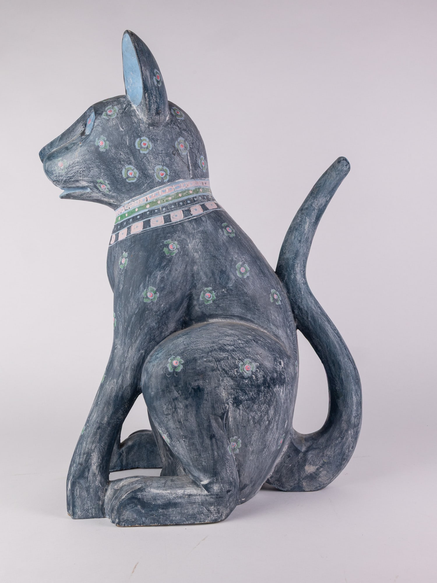 September Woods Don Freedman Attr. Folk Art Wooden Dog Sculpture - 4