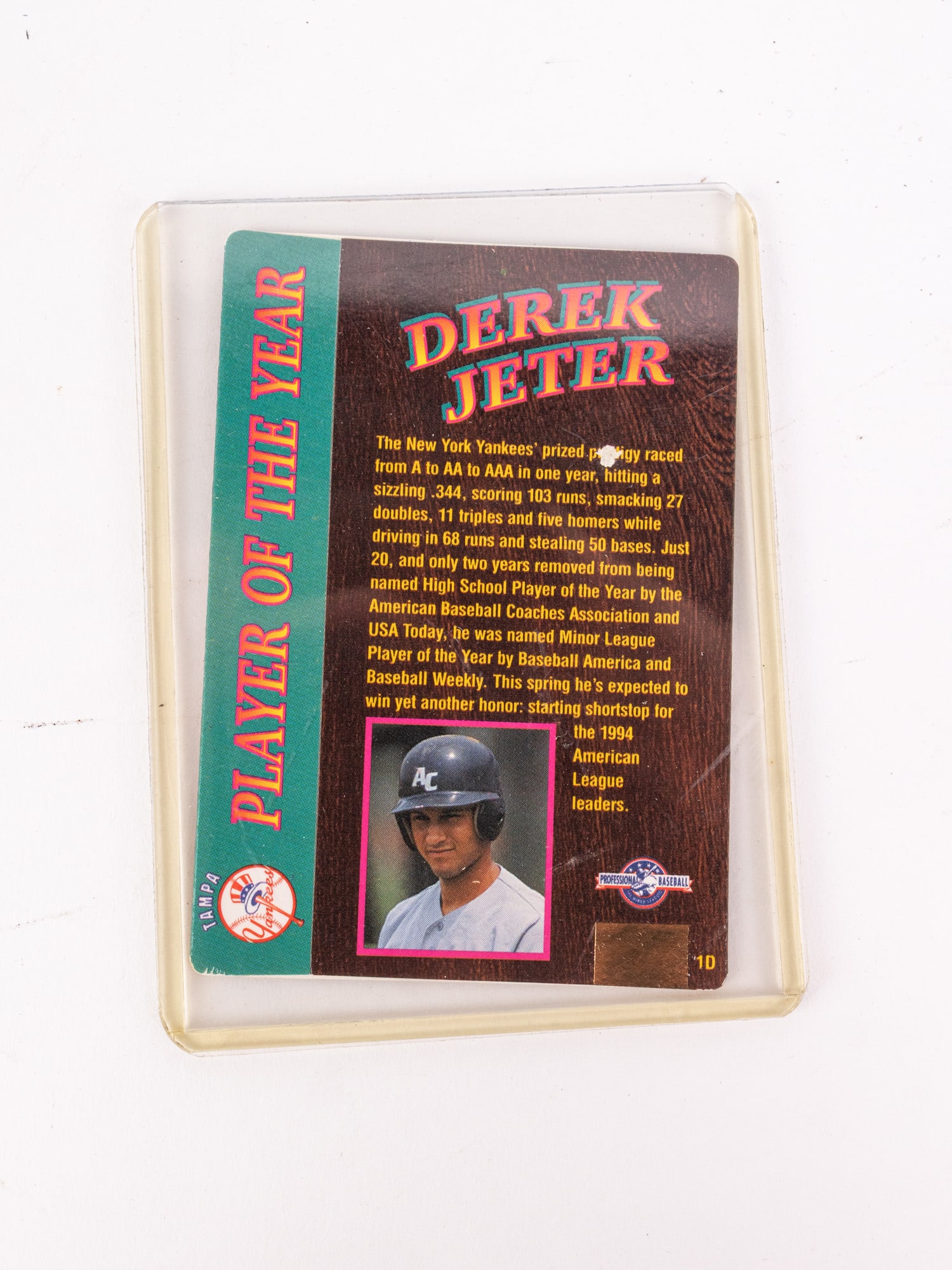 Derek Jeter Action Packed Minor League Player of the Year Autographed Card - 2