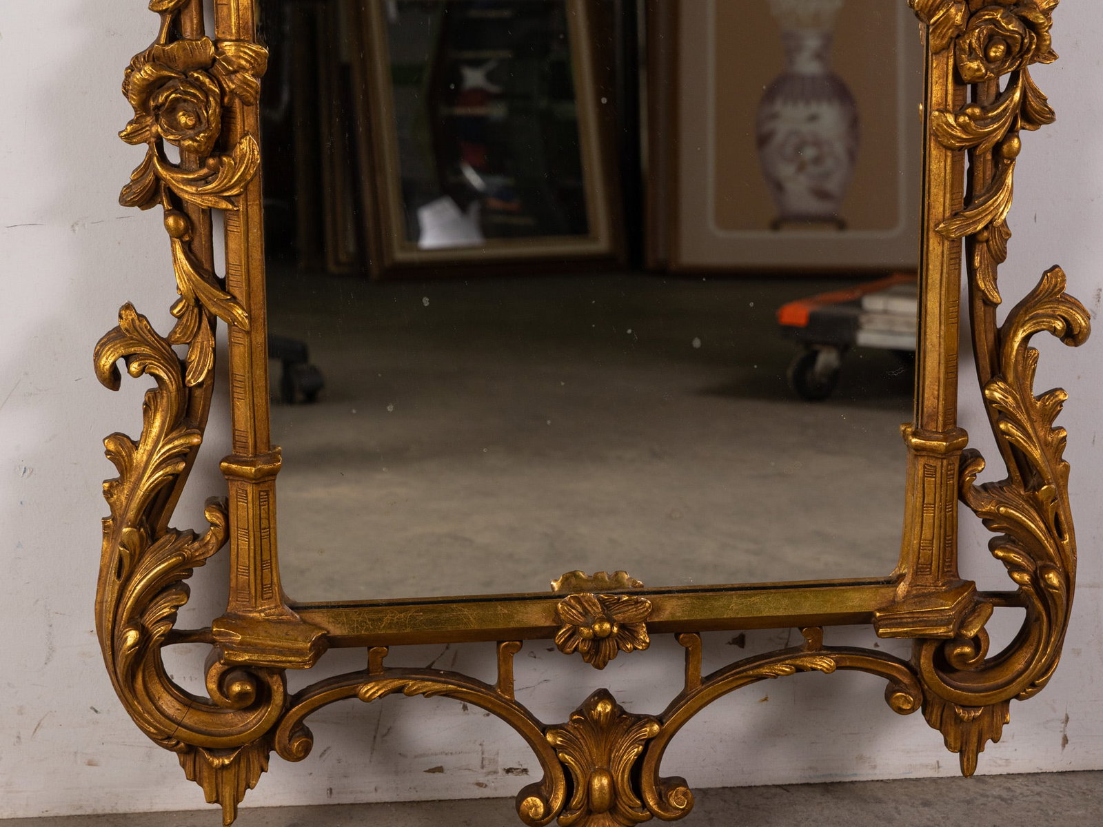 Vintage Ornate Gold Toned Wall Mounted Mirror - 3