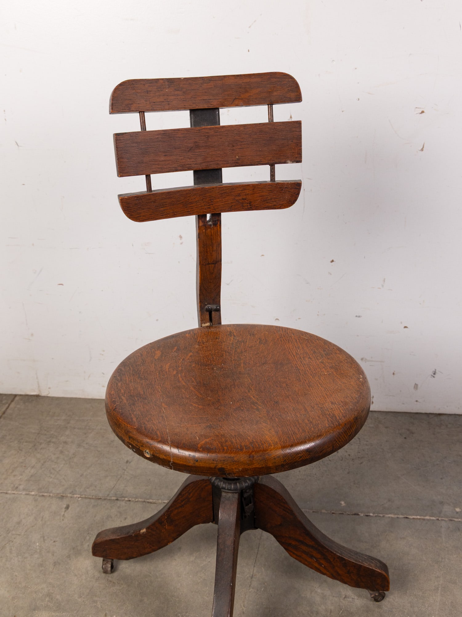 Antique Oak Rolling Desk Chair - 2