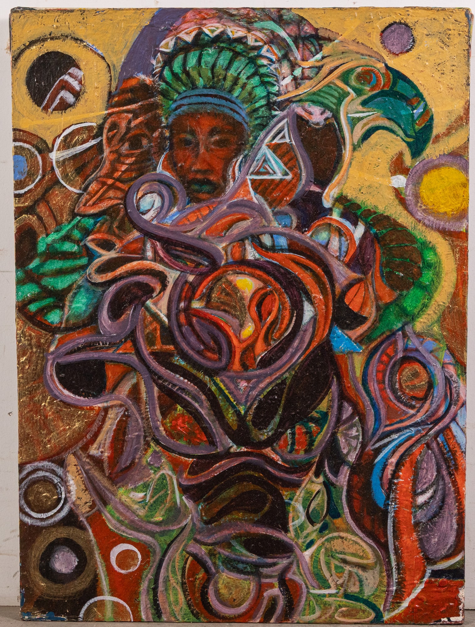 c.1968 Steve Miller - Indigenous Surrealism, Oil on Canvas: Signed en verso Size 30" x 22" Literature Brooks Auction – Online Auction Terms & Conditions Contact: (856) 694-2960 | info@brooks.auction READ BEFORE YOU BID: We want you to feel confident