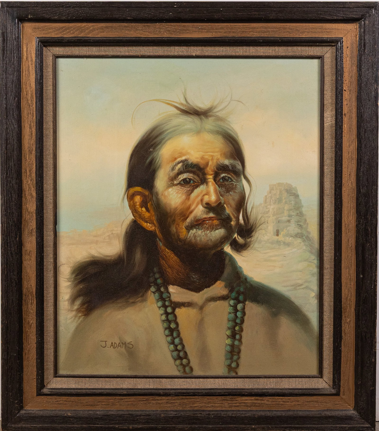 J. Adams - "Portrait of Native American Male", Oil on Canvas: J. Adams - "Portrait of Native American Male", Oil on Canvas Size 32" x 28" Literature Brooks Auction – Online Auction Terms & Conditions Contact: (856) 694-2960 | info@brooks.auction READ