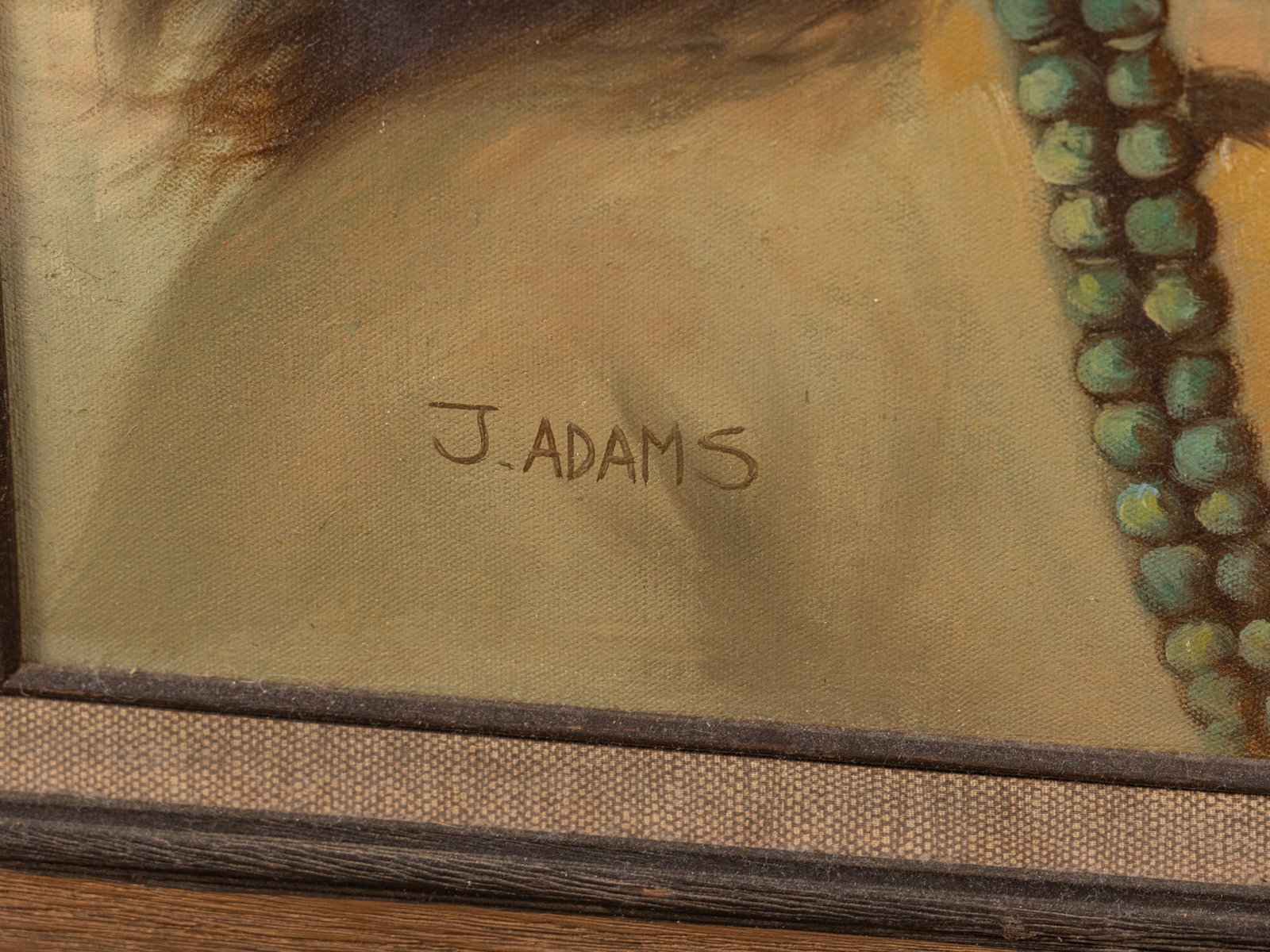 J. Adams - "Portrait of Native American Male", Oil on Canvas - 2
