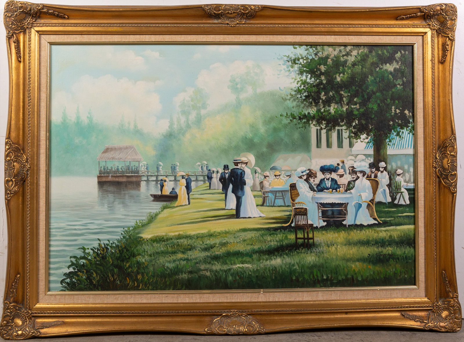 J. Perrine (20th c.) - Impressionistic Victorian-style Garden Party Scene, Oil on Canvas: J. Perrine (20th c.) - Impressionistic Victorian-style Garden Party Scene, Oil on Canvas Size 32" x 43" Literature Brooks Auction – Online Auction Terms & Conditions Contact: (856) 694-2960 |