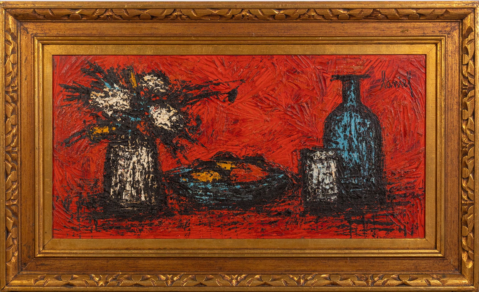 Mid-Century Impasto Still Life, Oil on Canvas: Mid-Century Impasto Still Life, Oil on Canvas Size 23" x 38" Literature Brooks Auction – Online Auction Terms & Conditions Contact: (856) 694-2960 | info@brooks.auction READ BEFORE YOU BID: We