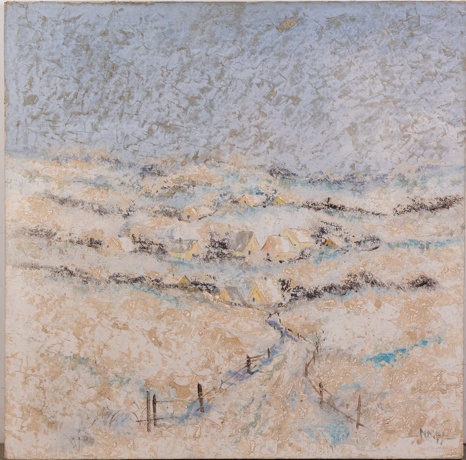 Impasto Wintry Muted Pastoral Scene, Oil on Canvas: Impasto Wintry Muted Pastoral Scene, Oil on Canvas Size 36" x 36" Literature Brooks Auction – Online Auction Terms & Conditions Contact: (856) 694-2960 | info@brooks.auction READ BEFORE YOU