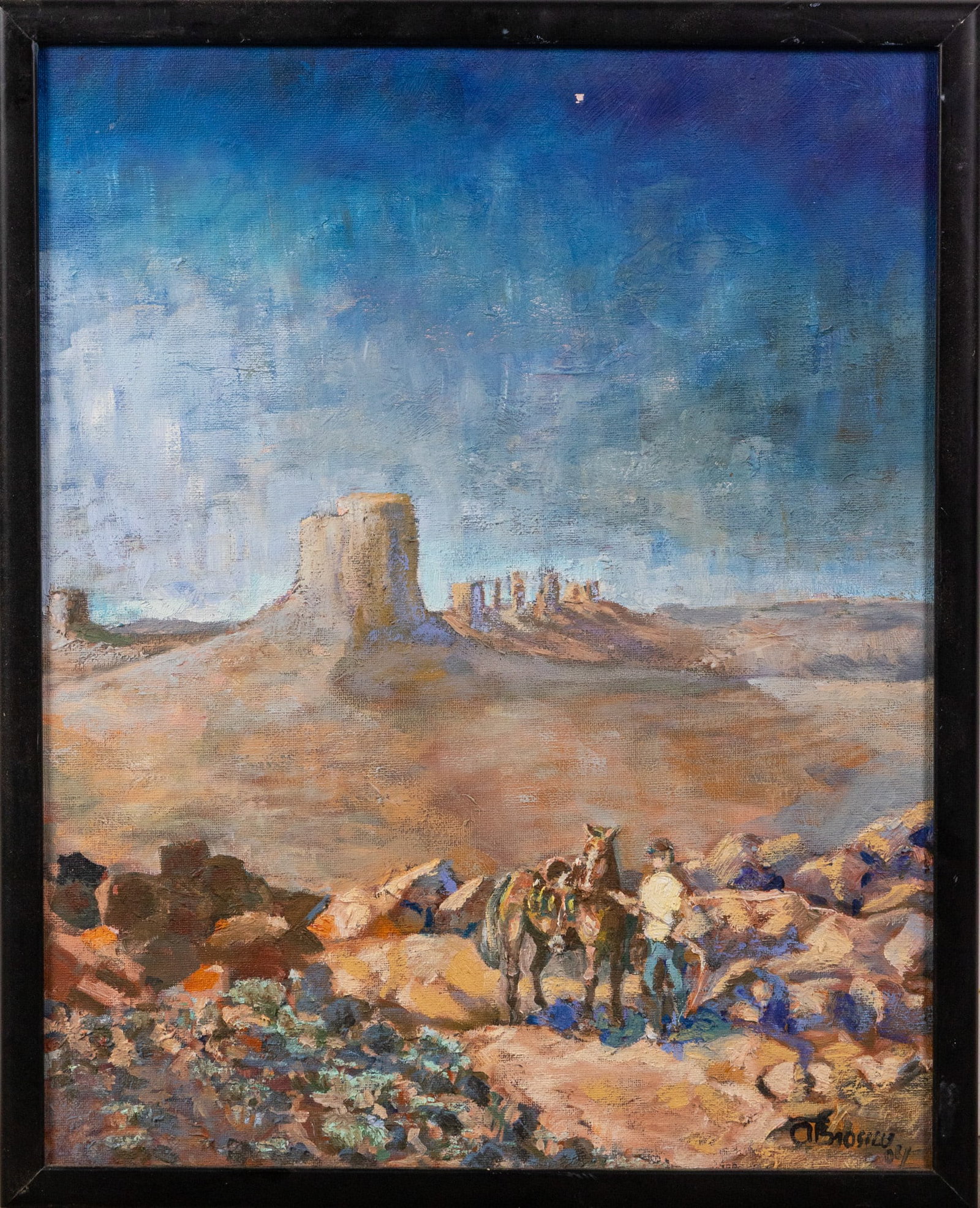 Monument Valley Southwestern Desert Landscape with Figure and Horse, Oil on Canvas: Monument Valley Southwestern Desert Landscape with Figure and Horse, Oil on Canvas Size 21" x 17" Literature Brooks Auction – Online Auction Terms & Conditions Contact: (856) 694-2960 |