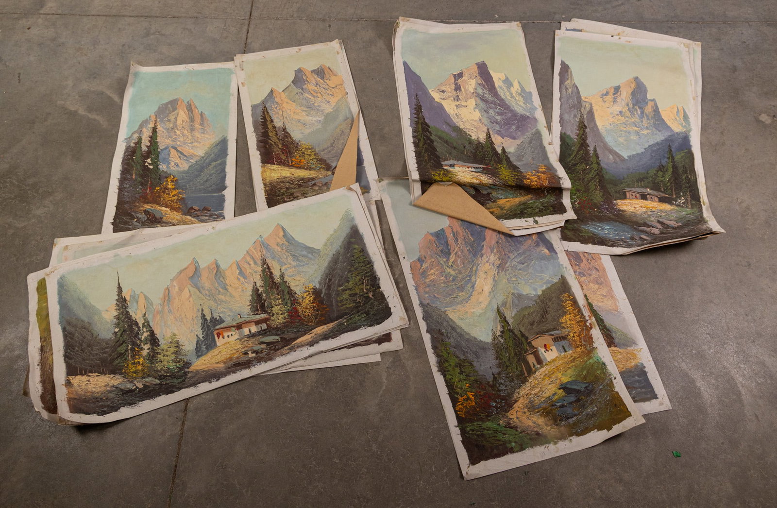 Large Grouping of Landscape Illustrations, Oil on Canvas: Large Grouping of Landscape Illustrations, Oil on Canvas Literature Brooks Auction – Online Auction Terms & Conditions Contact: (856) 694-2960 | info@brooks.auction READ BEFORE YOU BID: We want