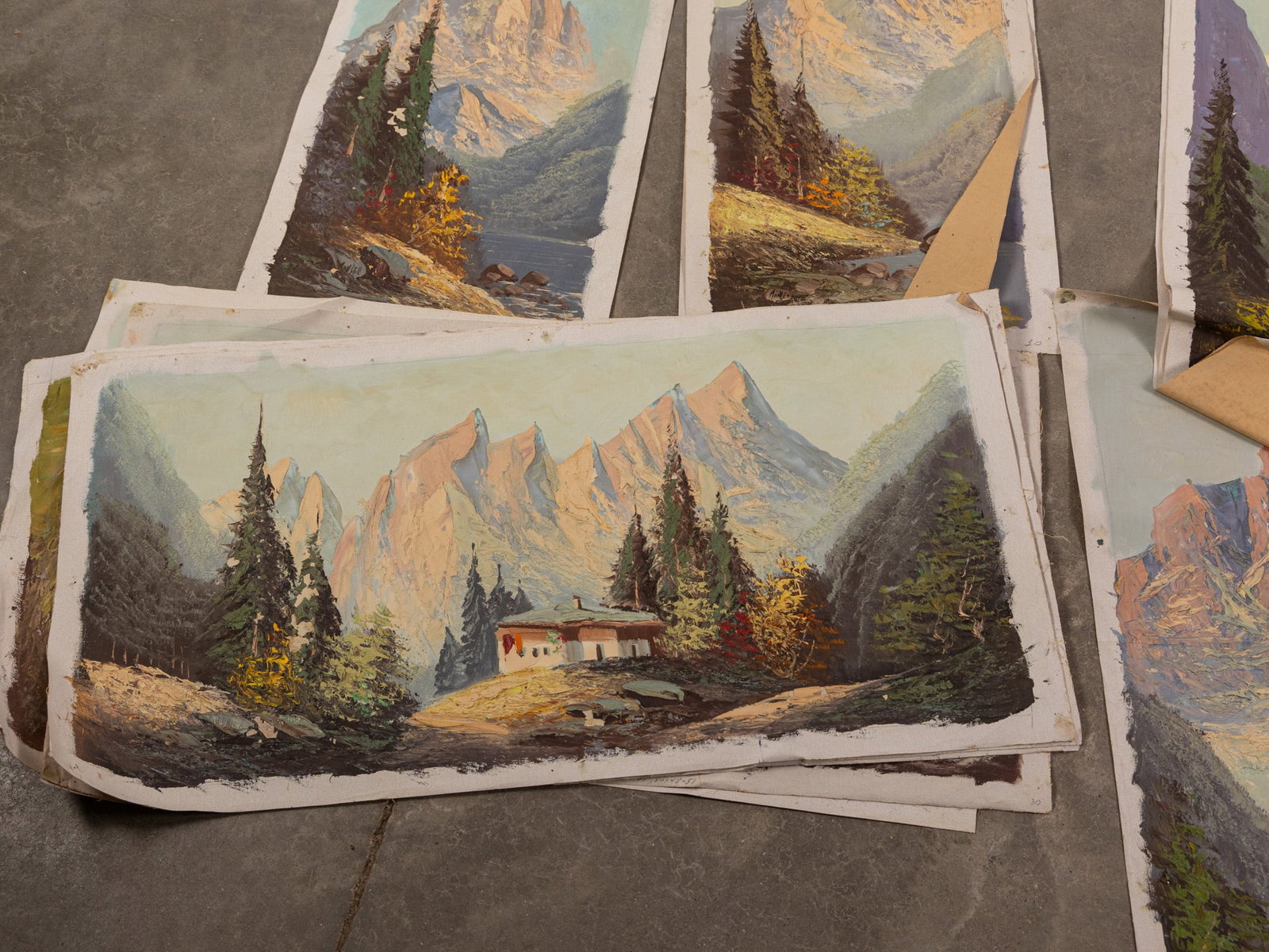 Large Grouping of Landscape Illustrations, Oil on Canvas - 2