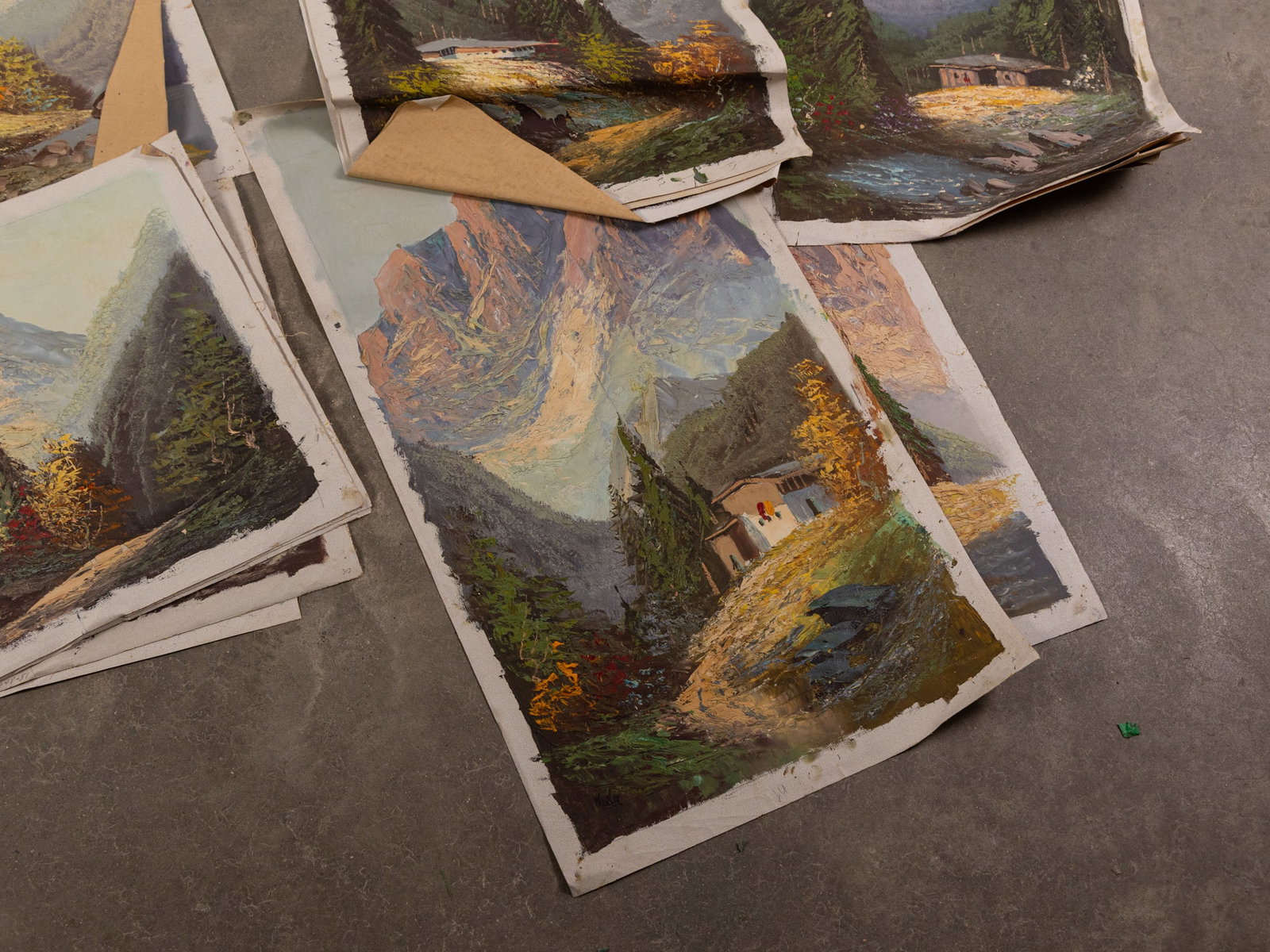 Large Grouping of Landscape Illustrations, Oil on Canvas - 3