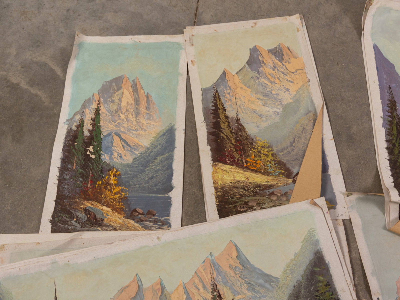 Large Grouping of Landscape Illustrations, Oil on Canvas - 4