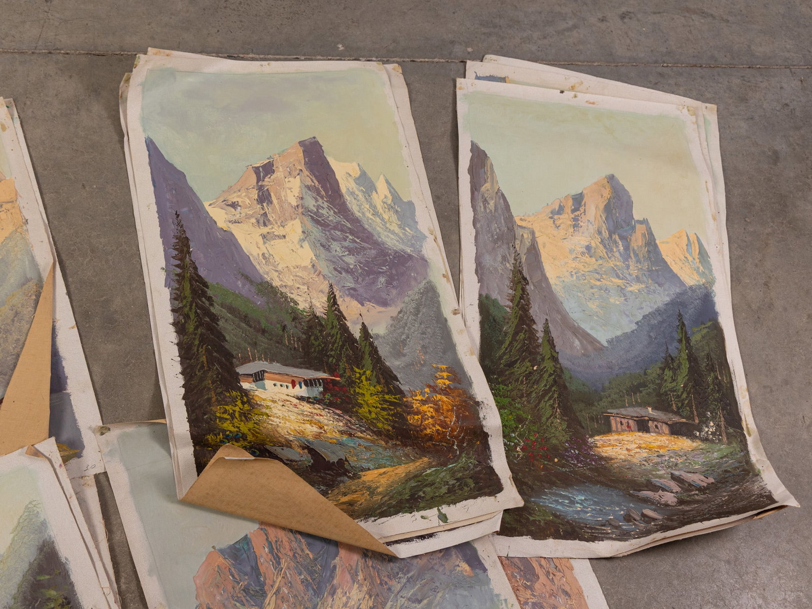 Large Grouping of Landscape Illustrations, Oil on Canvas - 5