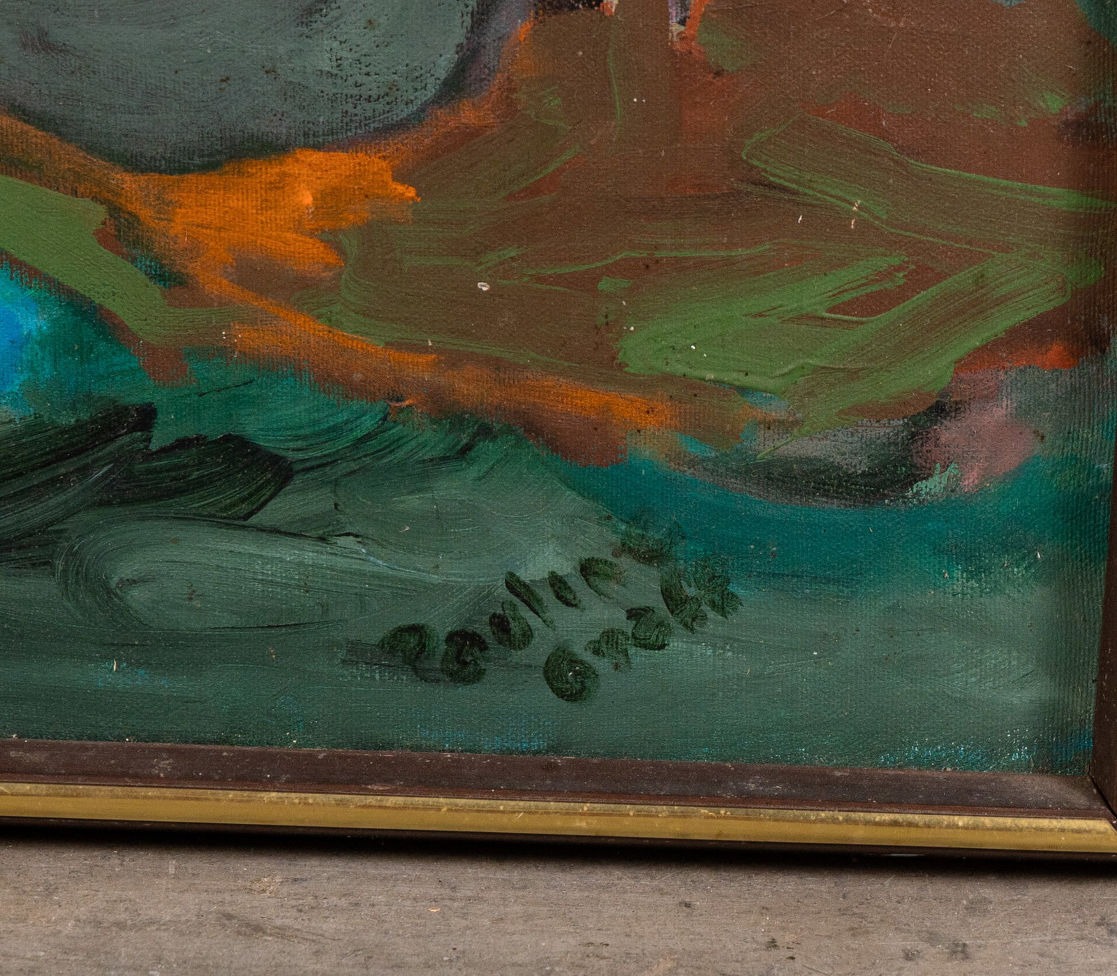 Expressionist Figure Leaning Against a Tree Playing Flute, Oil on Canvas - 2