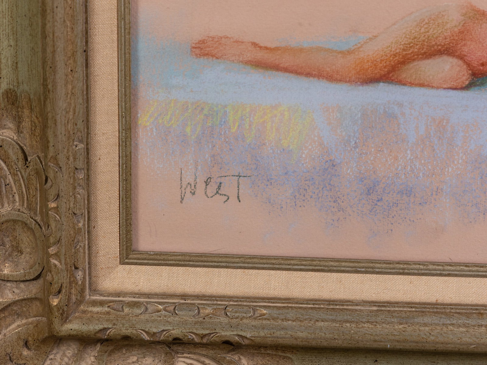 Reclining Nude Female, Pastel on Paper - 2