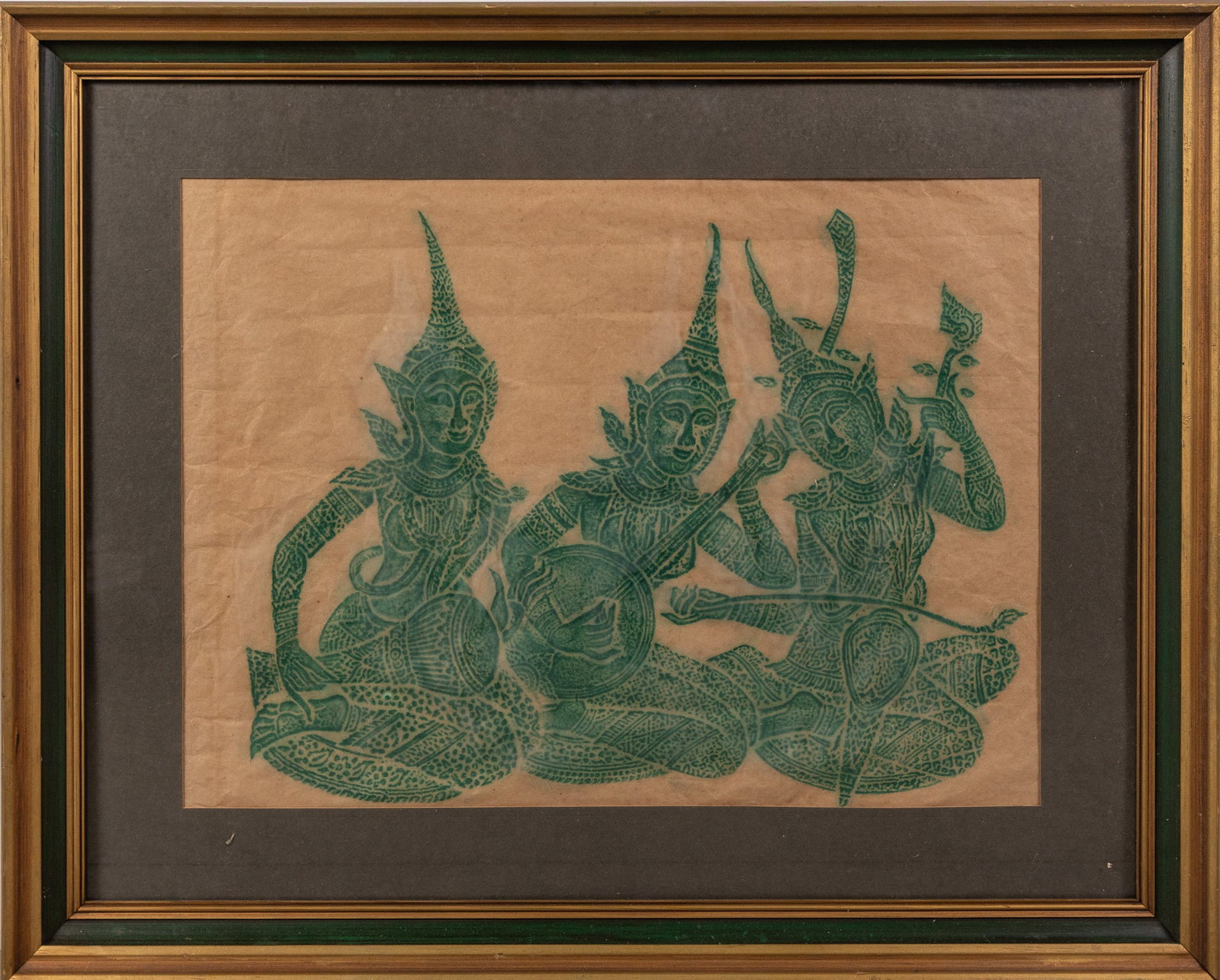 Vintage Thai Temple Rubbing, Green Ink on Rice Paper: Vintage Thai Temple Rubbing, Green Ink on Rice Paper Size 26" x 32" Literature Brooks Auction – Online Auction Terms & Conditions Contact: (856) 694-2960 | info@brooks.auction READ BEFORE YOU
