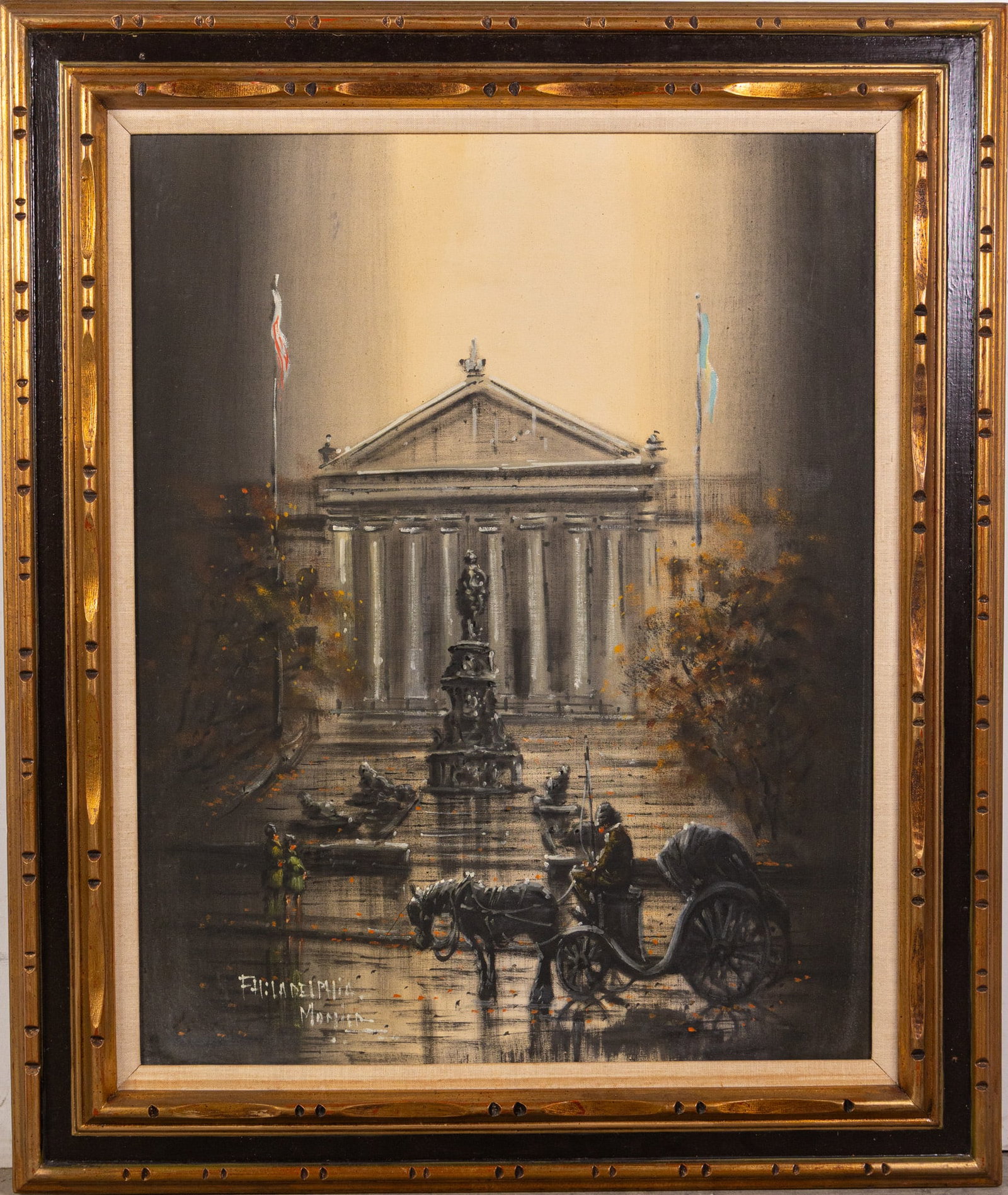 Mid Century Classical European Architectural Street Scene, Oil on Canvas: Mid Century Classical European Architectural Street Scene, Oil on Canvas Size 39" x 32" Literature Brooks Auction – Online Auction Terms & Conditions Contact: (856) 694-2960 | info@brooks.aucti