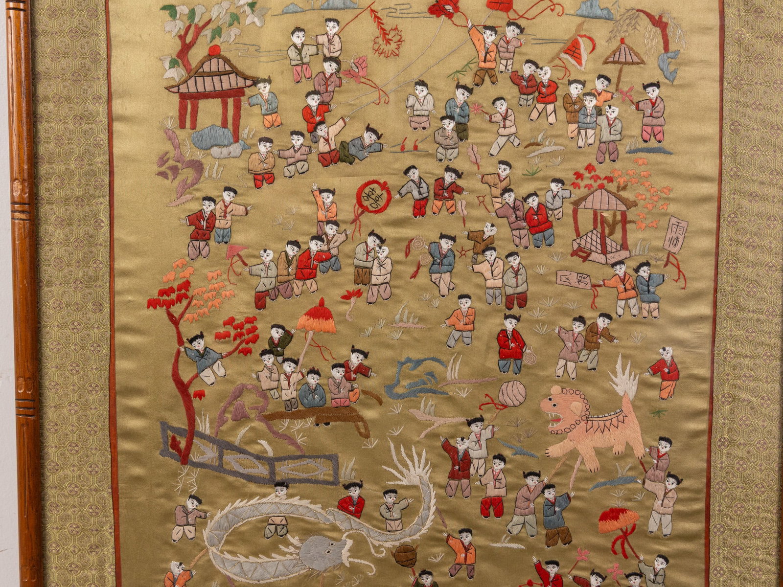 Chinese Silk Needle Embroidery Panel Depicting "Hundred Children Playing" - 2