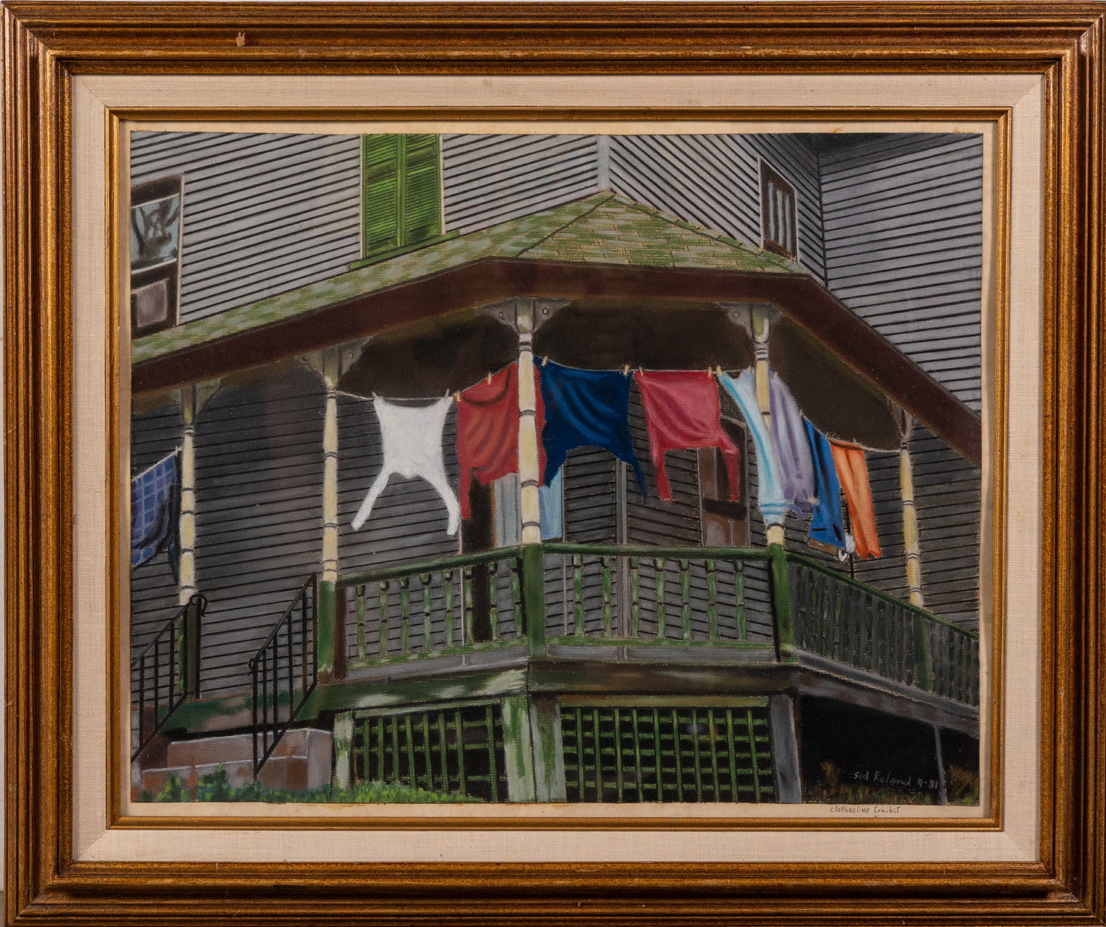 Sid Roland - c.1981 "Clothesline Exhibit", Pastel on Paper: Sid Roland - c.1981 "Clothesline Exhibit", Pastel on Paper Size 21" x 25" Literature Brooks Auction – Online Auction Terms & Conditions Contact: (856) 694-2960 | info@brooks.auction READ BEFORE