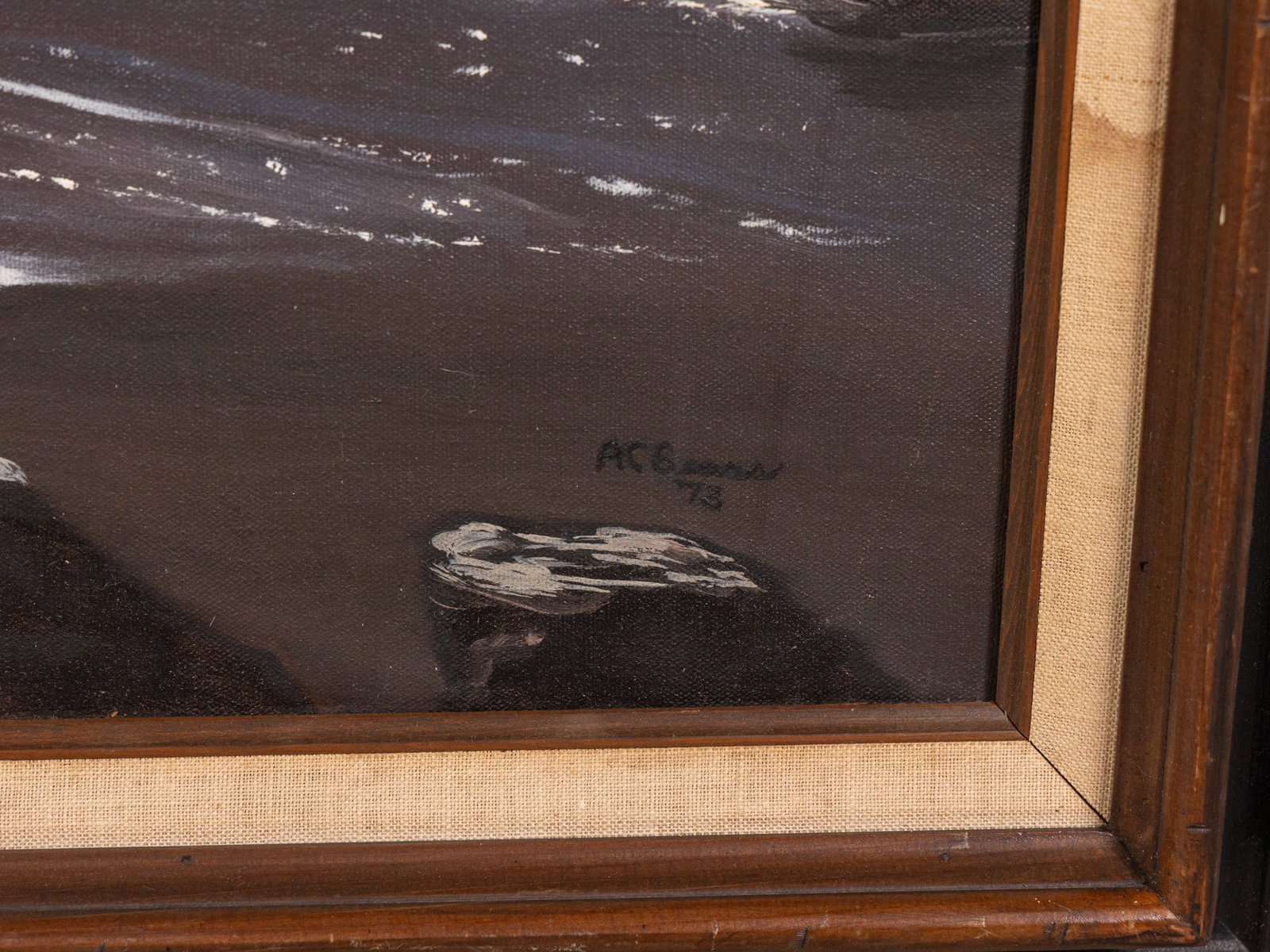 Dramatic Rocky Coastline with Crashing Waves, Oil on Canvas - 2