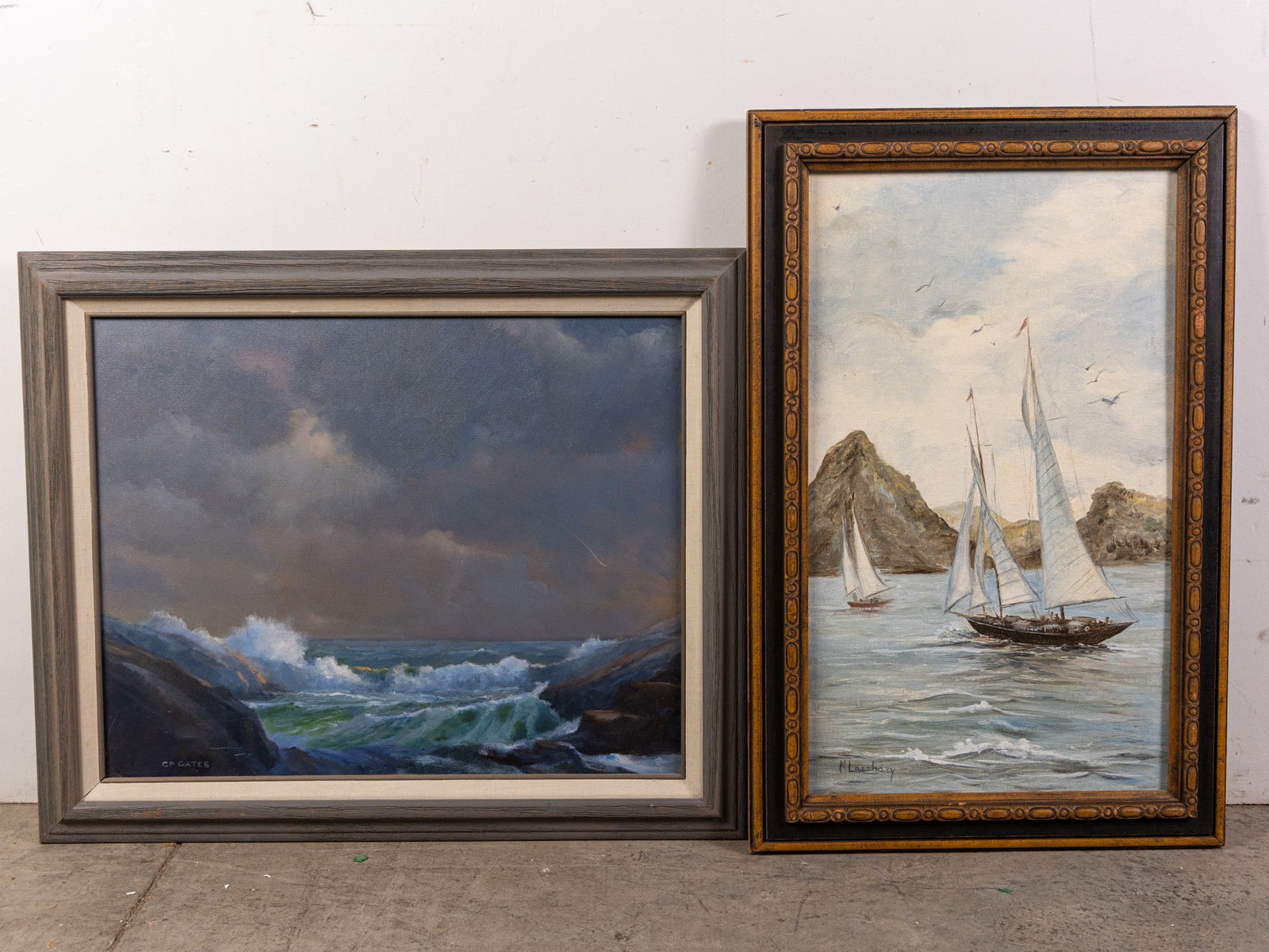 Pair of Vintage Nautical Maritime Painting, Oil on Canvas (1 of 3)