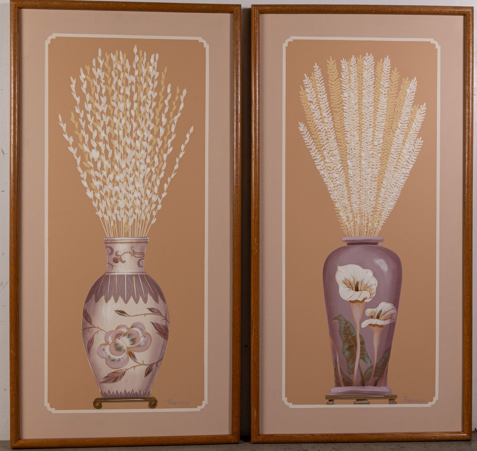 Pair of Mid Century "Franco" Canvas Paintings: Pair of Mid Century "Franco" Canvas Paintings Size 41" x 21" Literature Brooks Auction – Online Auction Terms & Conditions Contact: (856) 694-2960 | info@brooks.auction READ BEFORE YOU BID: We
