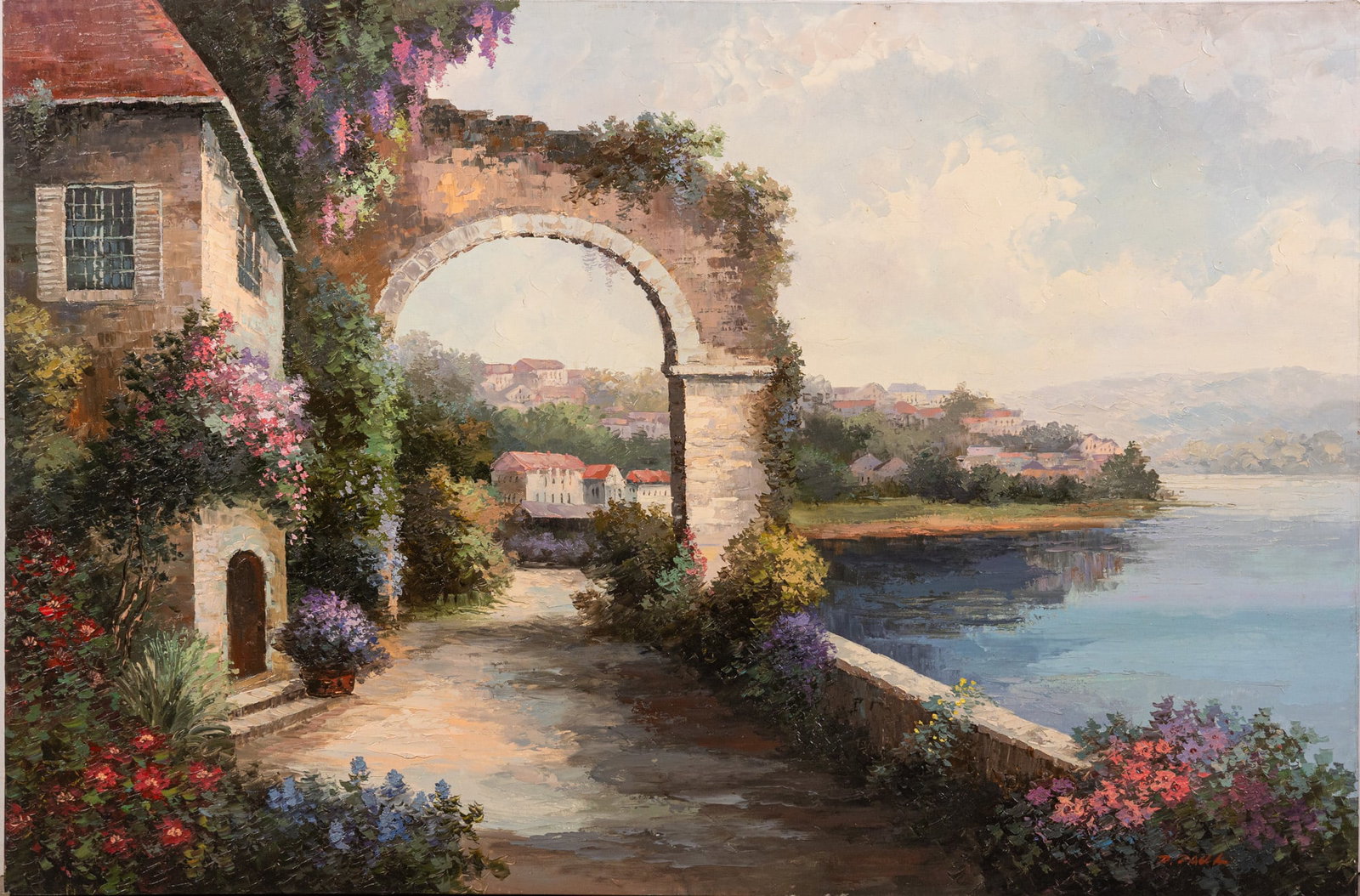 Impressionistic Mediterranean Coastal Landscape, Oil on Canvas (1 of 2)