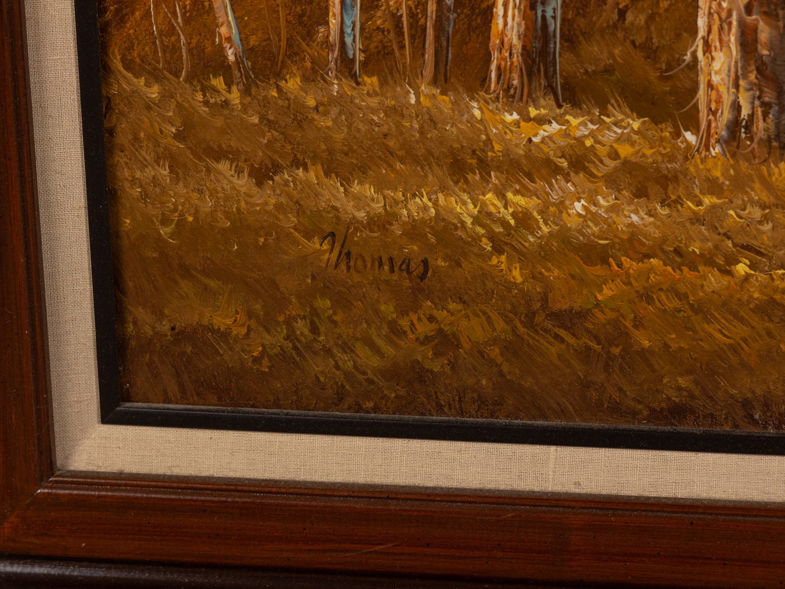 20th c. Wooded River and Mountains Landscape Scene, Oil on Canvas - 2