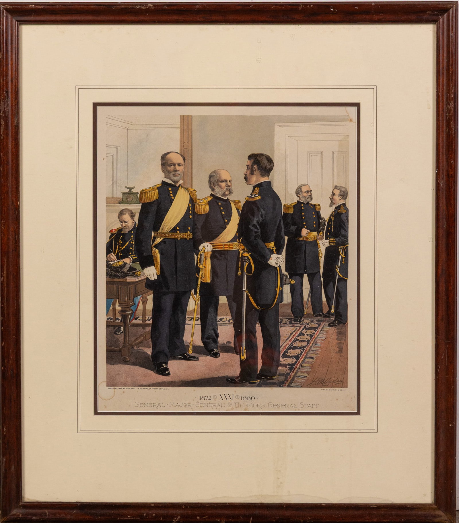 Plate XXXI: Generals and General Staff Officers (1872-1880) Henry Alexander Ogden Print: Lithographed by G.H. Buek & Co. N.Y. Size 25" x 22" Literature Brooks Auction – Online Auction Terms & Conditions Contact: (856) 694-2960 | info@brooks.auction READ BEFORE YOU BID: We want you