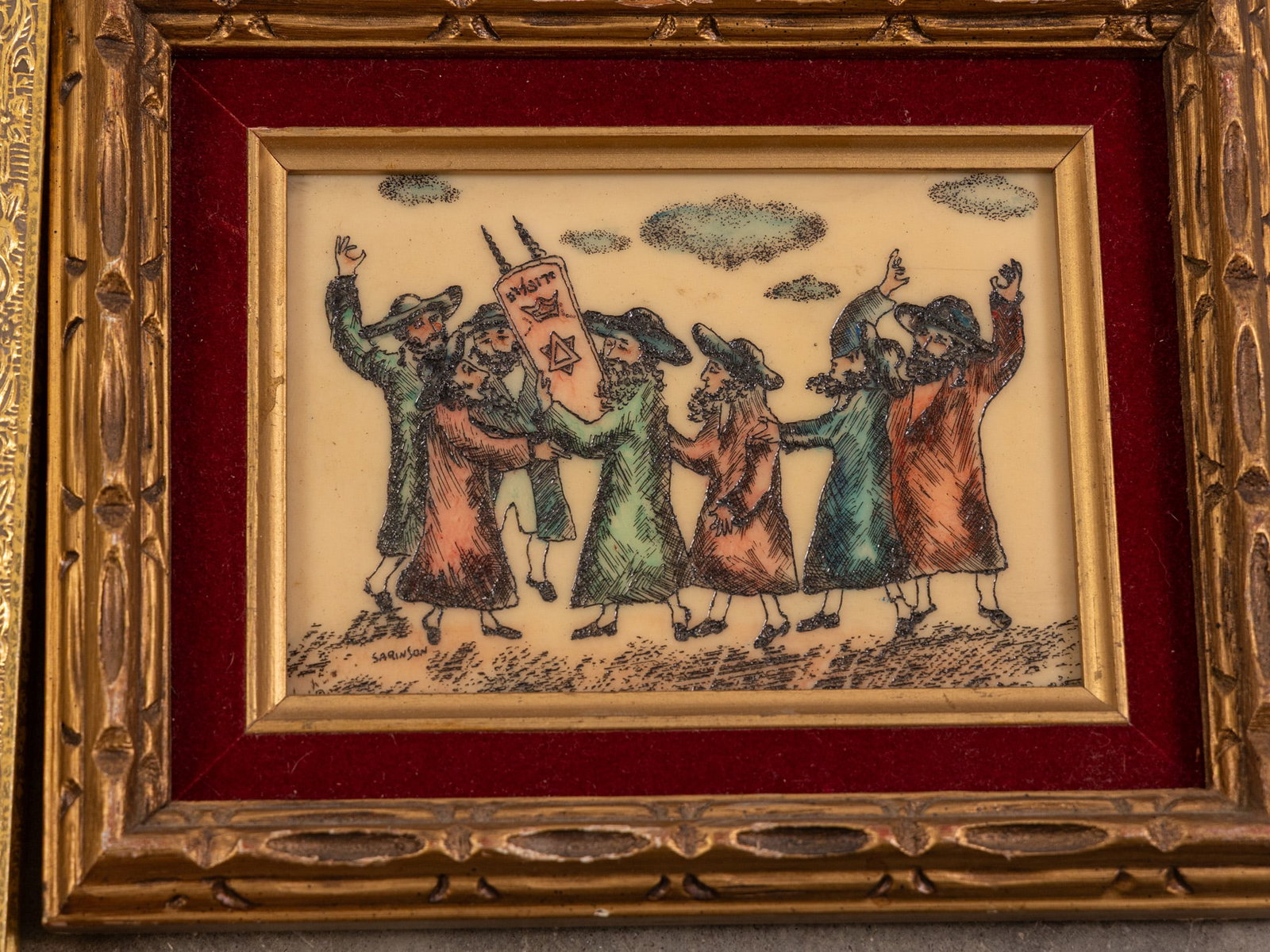 Pair of Judaica Framed Pieces of Art - 3