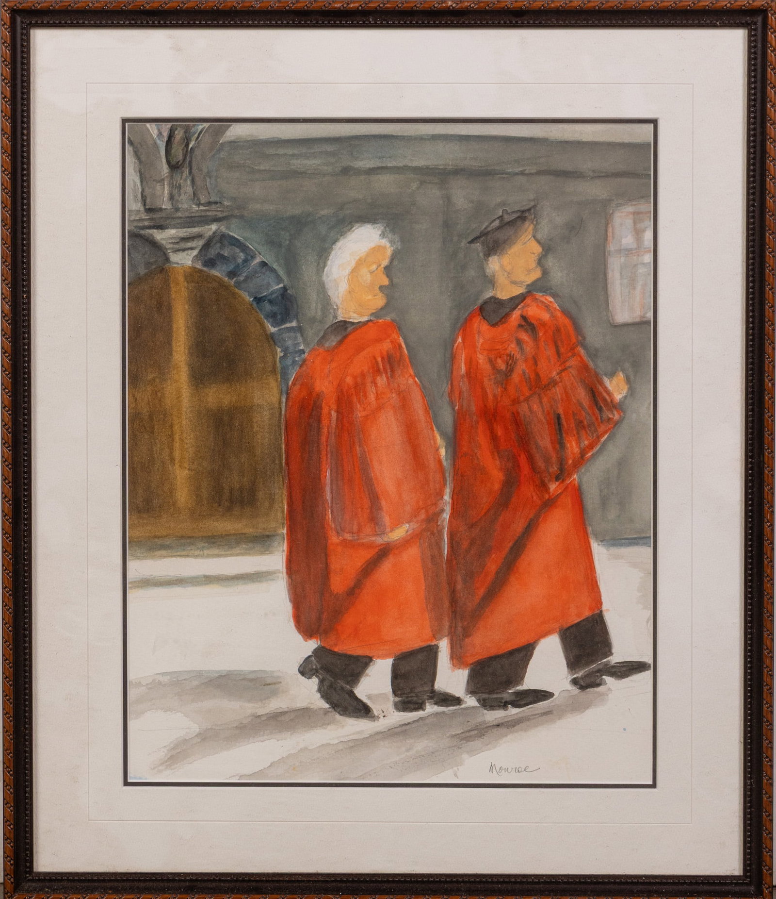 Naive Watercolor of Two Figures in Academic Regalia Against an Architectural Background: Naive Watercolor of Two Figures in Academic Regalia Against an Architectural Background Size 20" x 17" Literature Brooks Auction – Online Auction Terms & Conditions Contact: (856) 694-2960 |