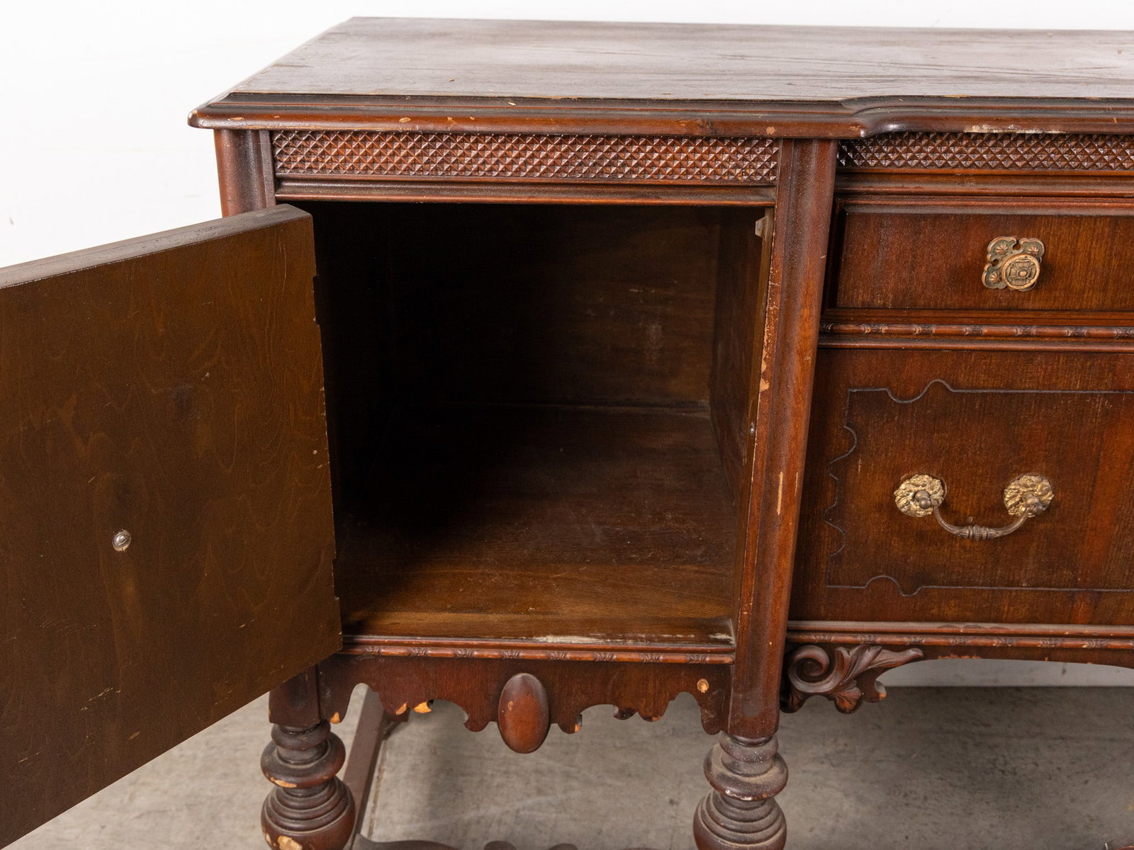 Wooden Ornate Jacobean-Style Buffet - 8