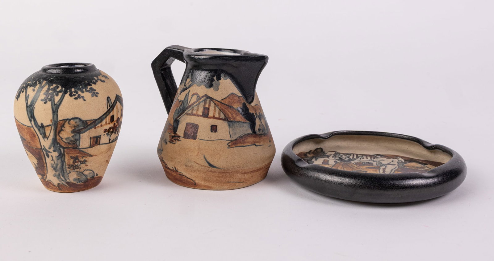 Three Pieces R.F. Ciboure French Pottery: Three Pieces R.F. Ciboure French Pottery Size 3" x 4" x 3" Literature Brooks Auction – Online Auction Terms & Conditions Contact: (856) 694-2960 | info@brooks.auction READ BEFORE YOU BID: We