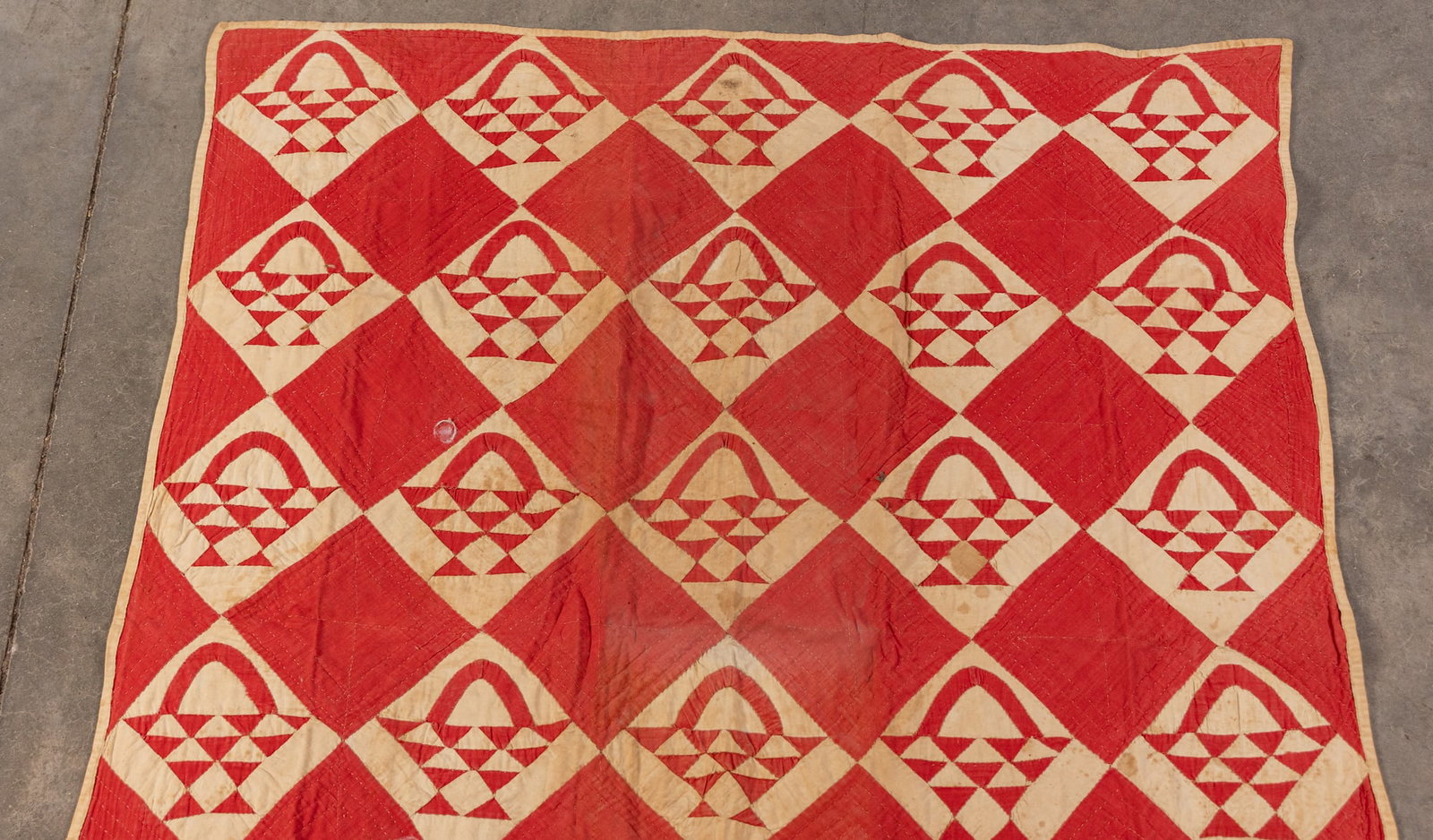 Antique Red and White Crib Quilt - 2
