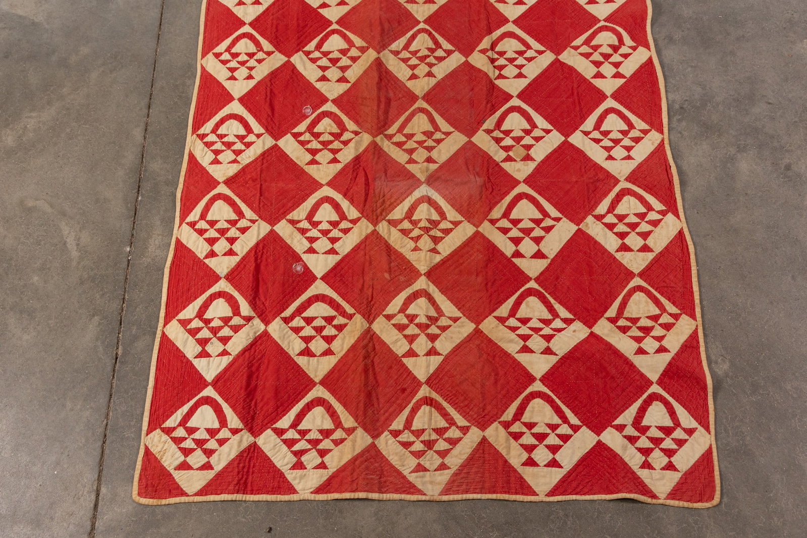 Antique Red and White Crib Quilt - 3