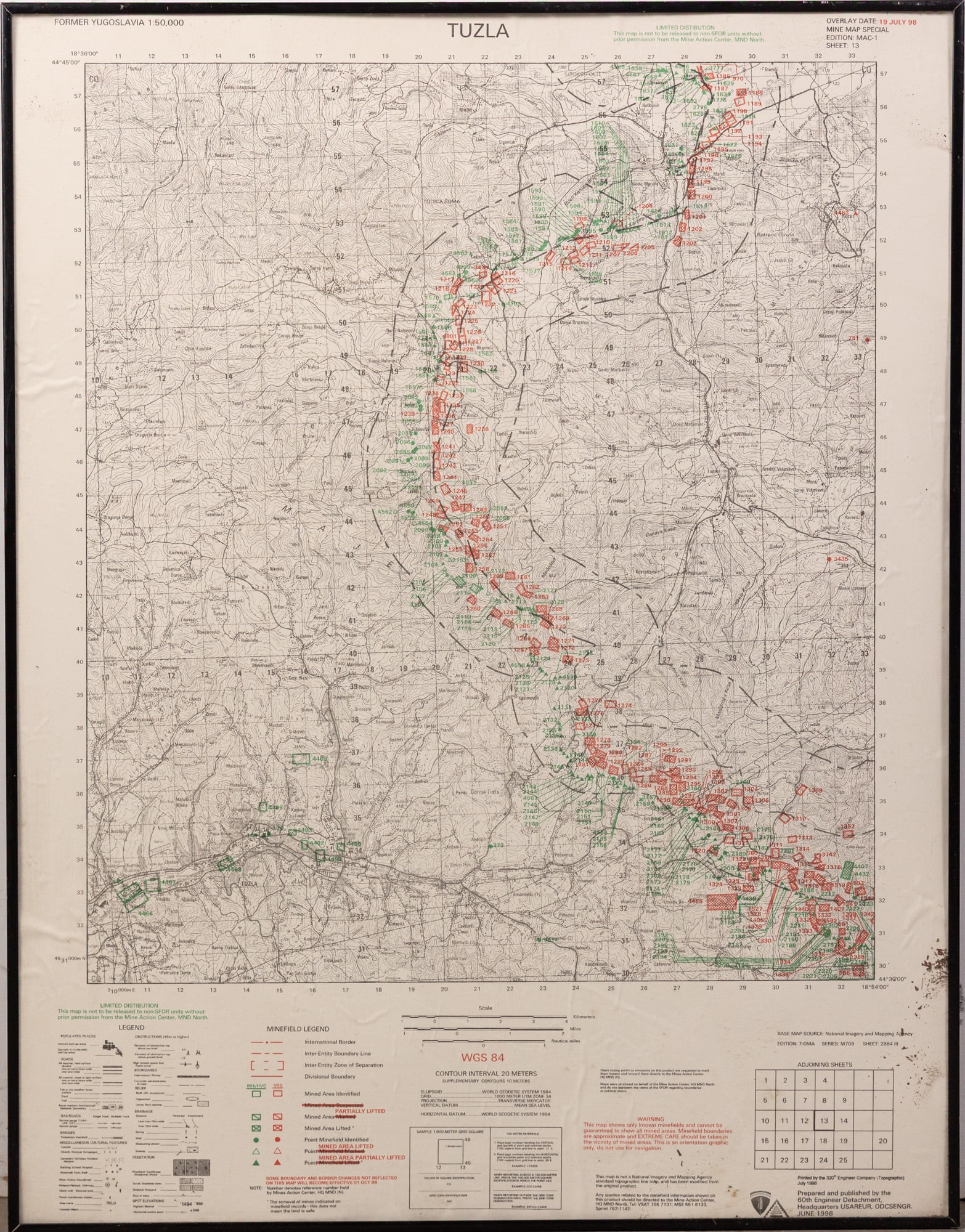 Tuzla, Bosnia, Decommissioned 1998 Landmine Map (1 of 5)