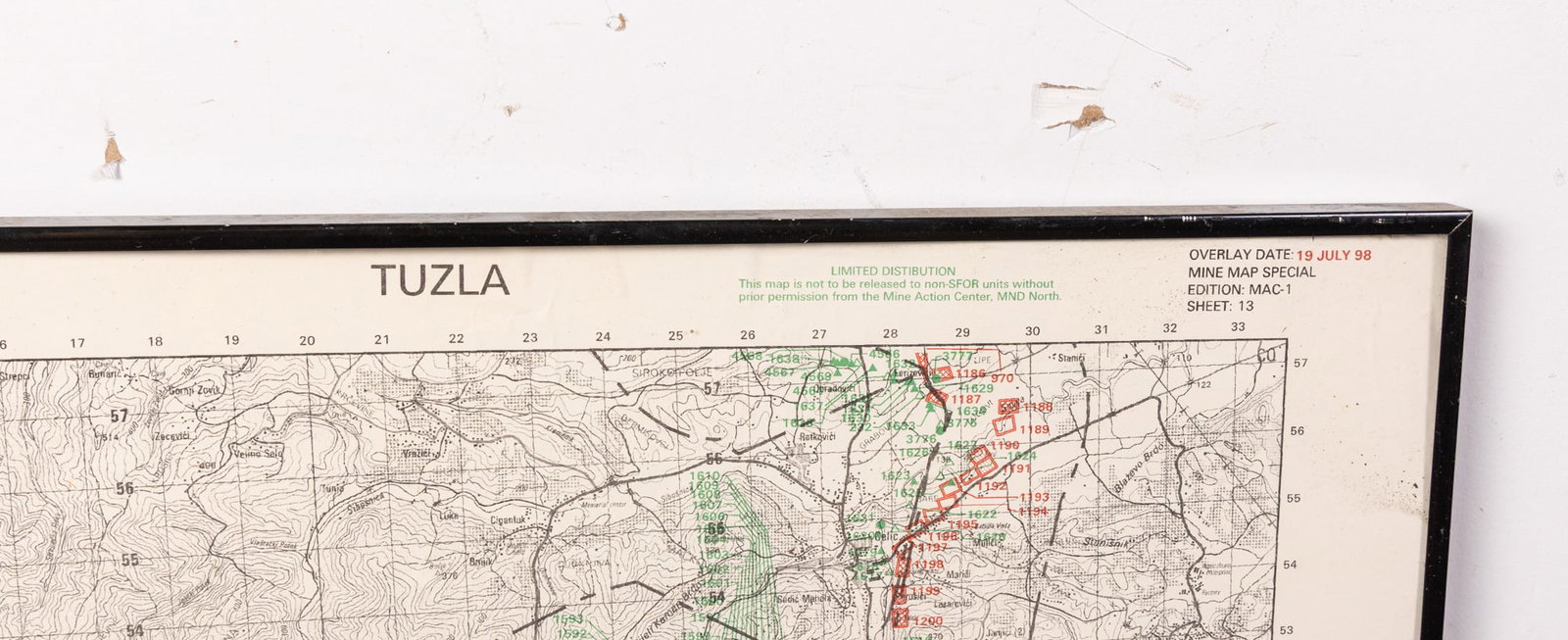 Tuzla, Bosnia, Decommissioned 1998 Landmine Map - 3