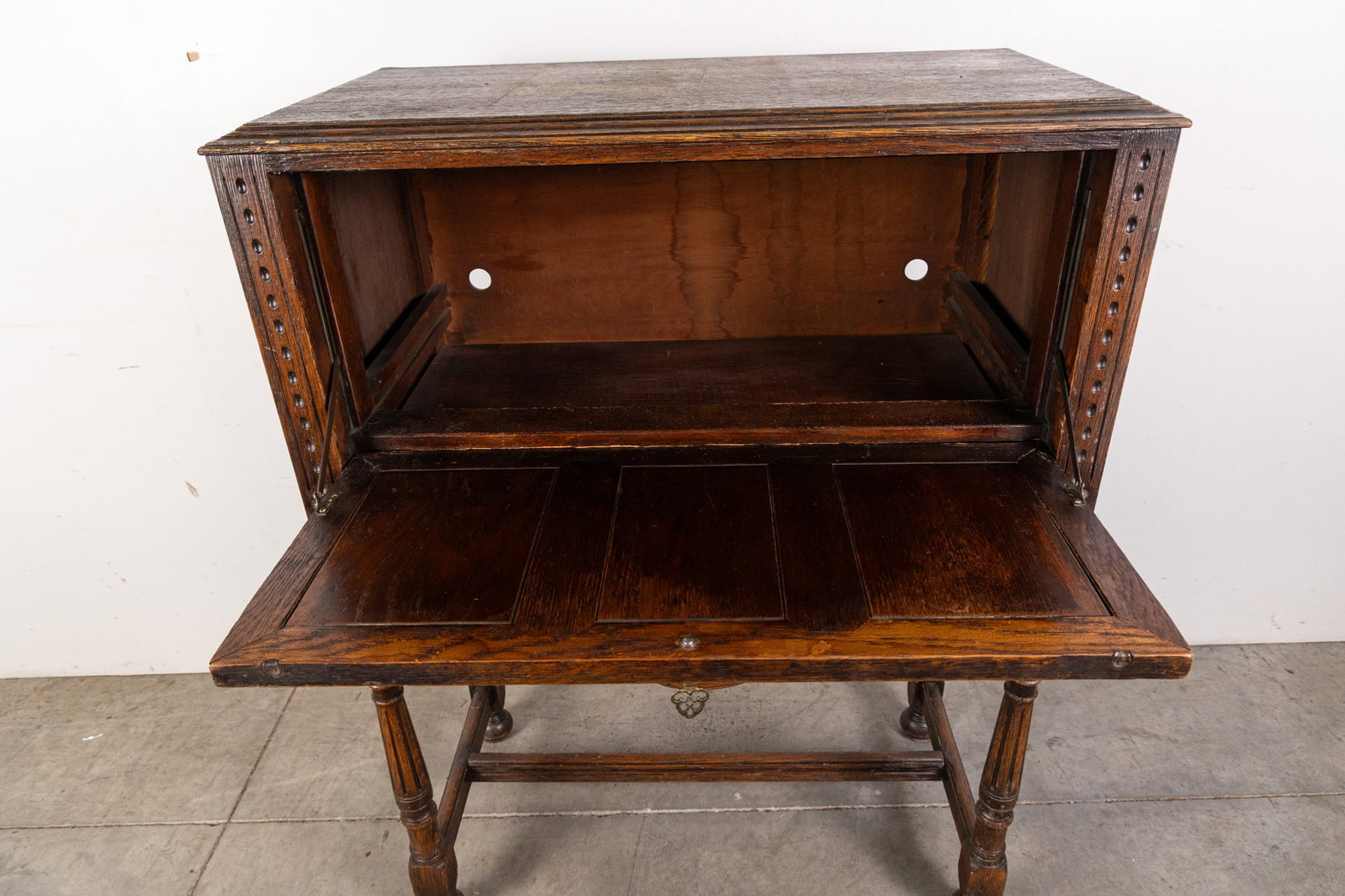 Vintage Wooden Jacobean-Style Bar Cabinet - 7