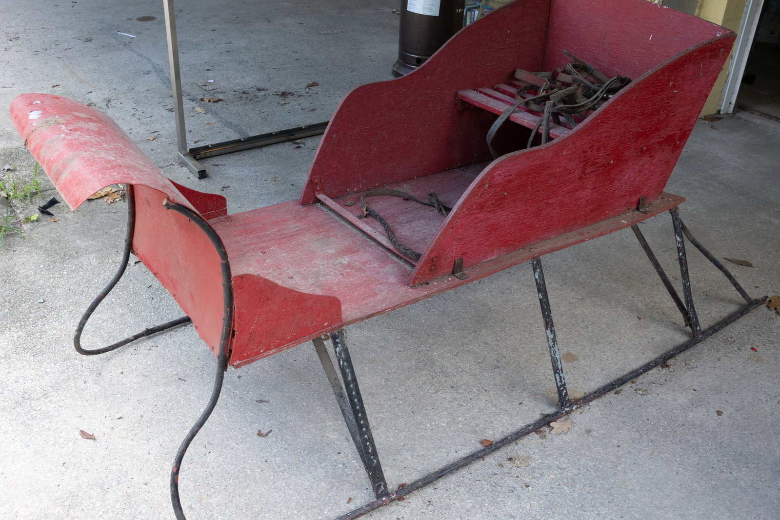 Handmade Folk Art Life Size Decorative Wooden Christmas Sleigh - 3