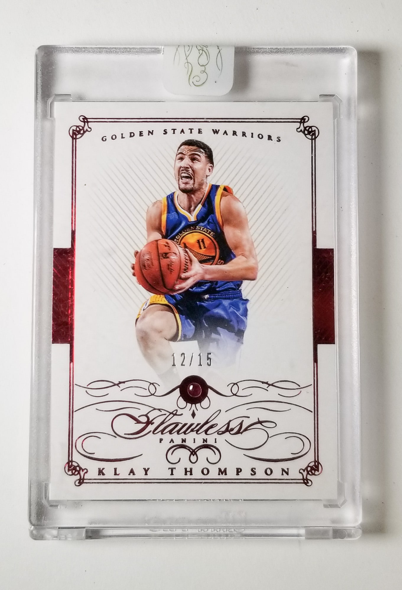 Encased 2014-15 Panini Flawless Klay Thompson Ruby 12/15: Encased 2014-15 Panini Flawless Klay Thompson 12/15 with real embedded ruby Size 4" x 3" Literature Brooks Auction – Online Auction Terms & Conditions Contact: (856) 694-2960 |