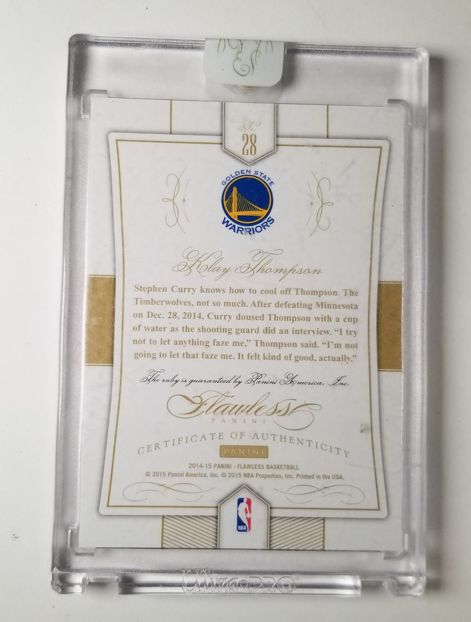 Encased 2014-15 Panini Flawless Klay Thompson Ruby 12/15 - 2