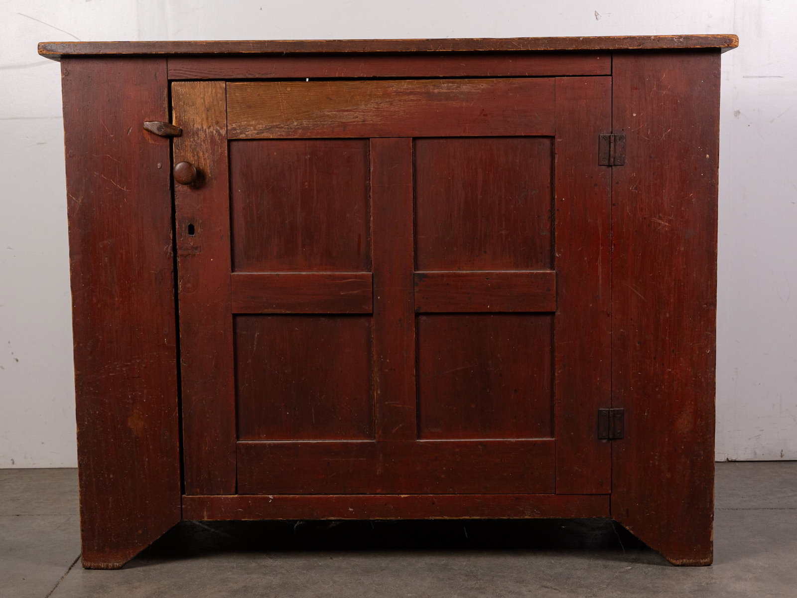 Antique Primitive Red Painted Cabinet: Antique Primitive Red Painted Cabinet Size 34" x 44" x 19" Literature Brooks Auction – Online Auction Terms & Conditions Contact: (856) 694-2960 | info@brooks.auction READ BEFORE YOU BID: We