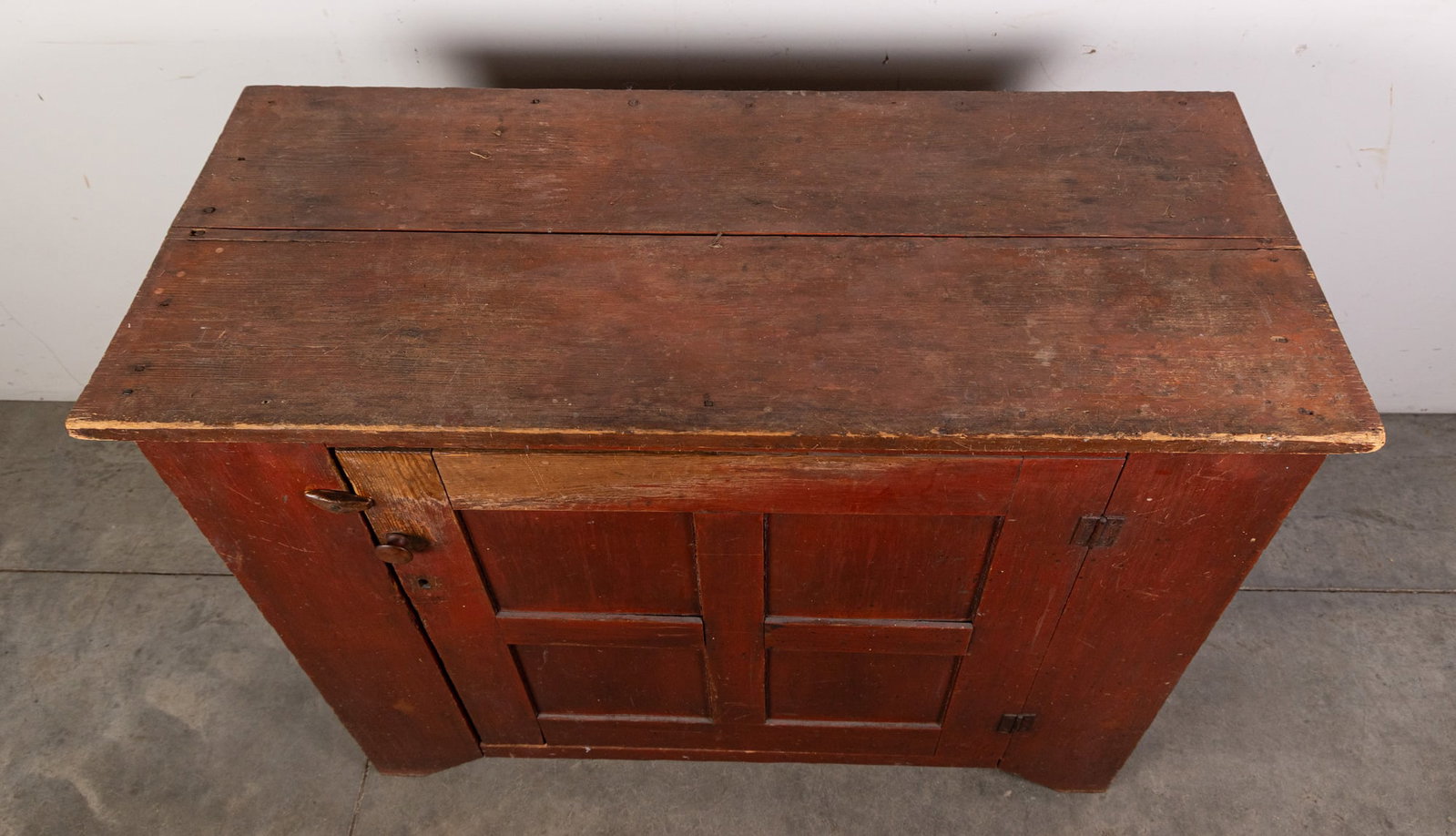 Antique Primitive Red Painted Cabinet - 2