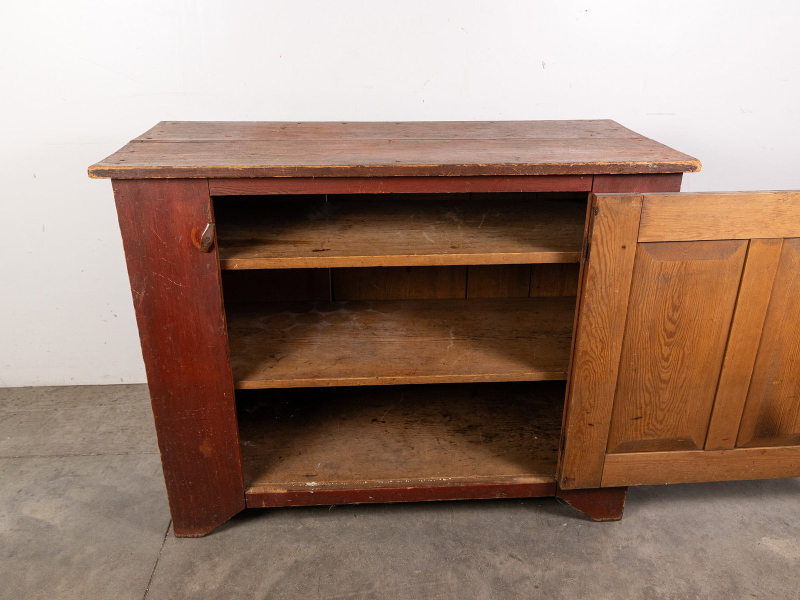 Antique Primitive Red Painted Cabinet - 5