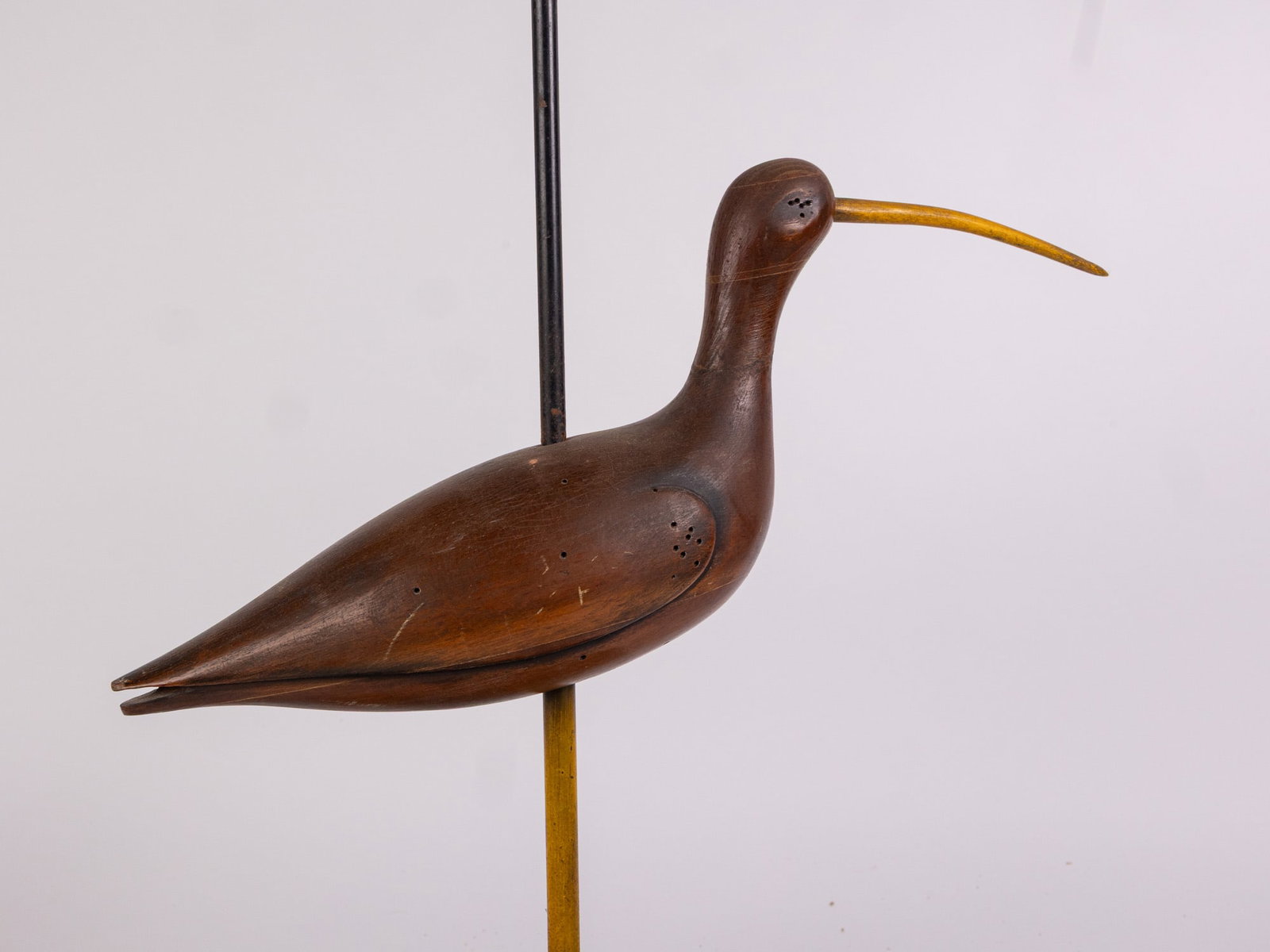 Vintage Hand Carved Wooden Shorebird Decoy Lamp - 5