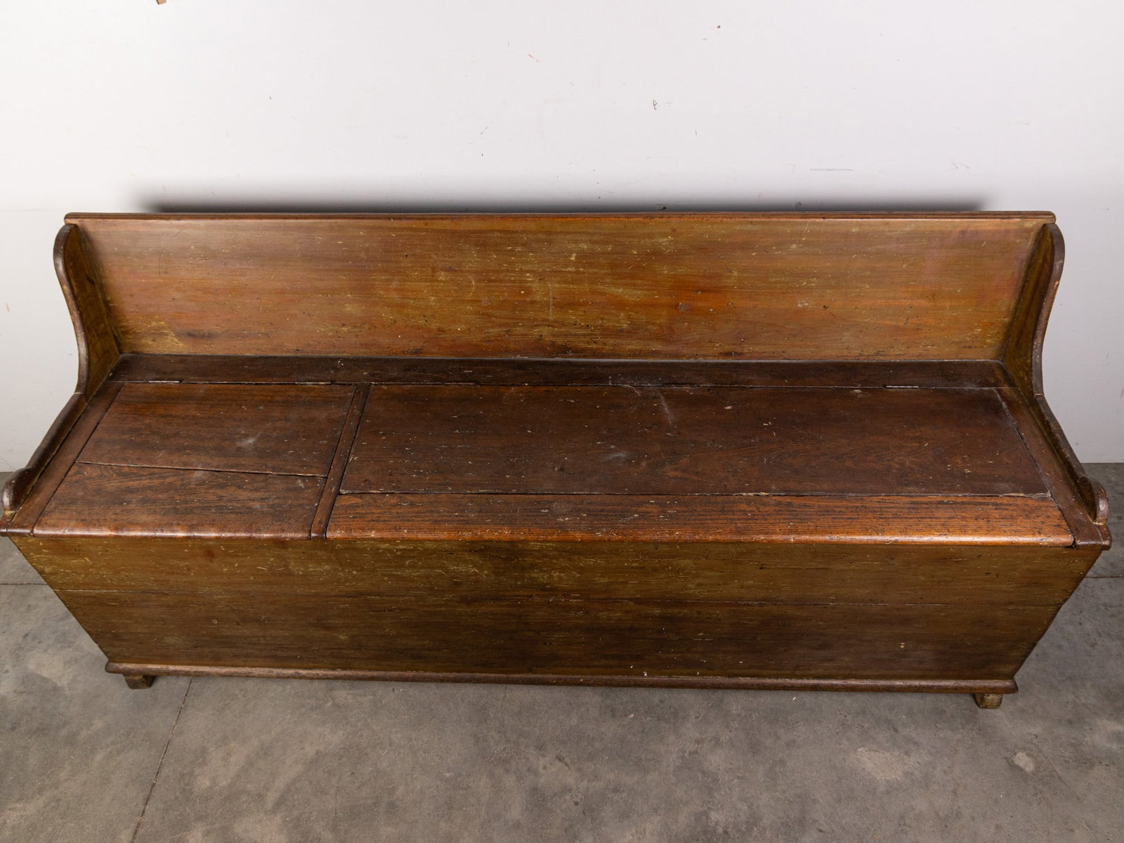 Large Antique Primitive Bench with Storage Compartment - 2