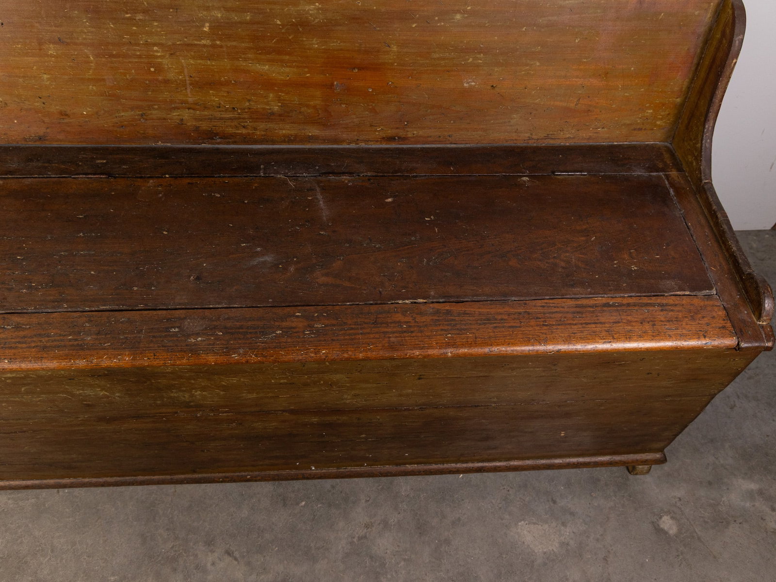 Large Antique Primitive Bench with Storage Compartment - 4